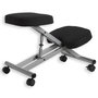 Voir la diapositive 3 : IDIMEX Tabouret ergonomique ROBERT siège ajustable repose genoux chaise de bureau sans dossier, en métal et assise rembourrée noir