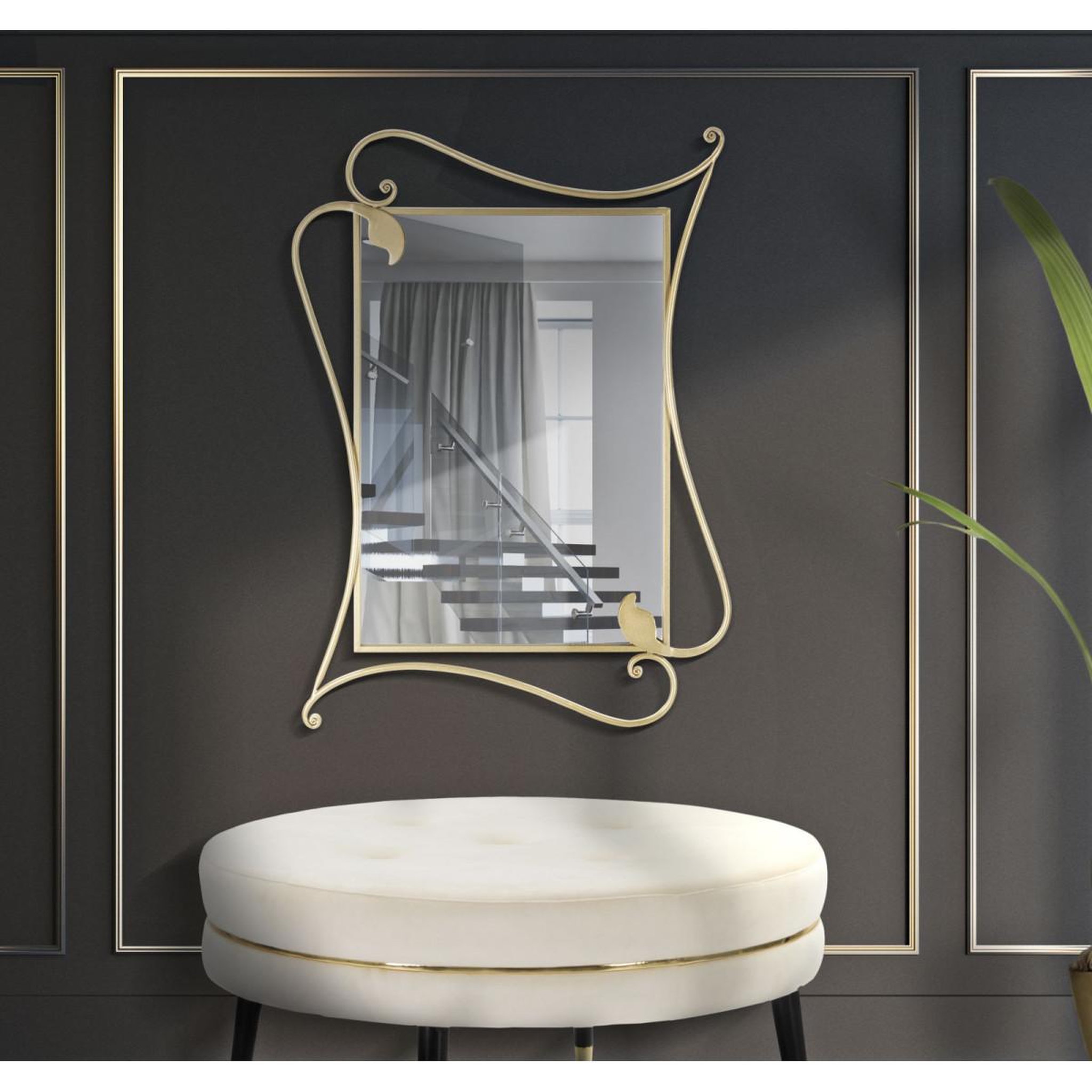 Voir la diapositive 4 : Paris Prix Miroir mural design  pétale  110cm or