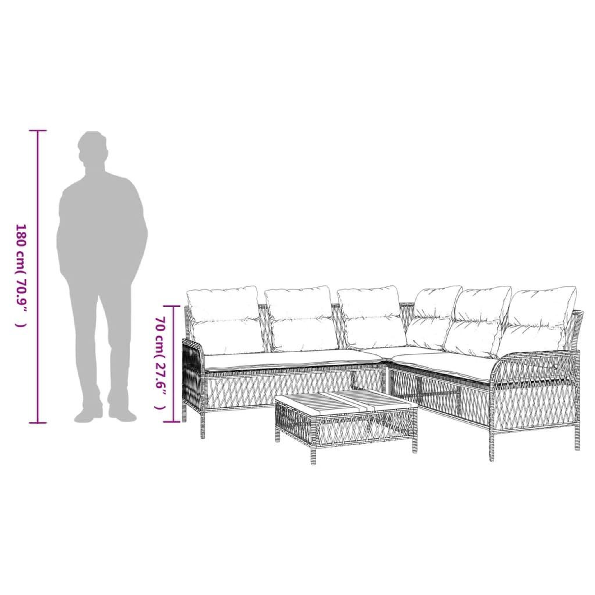 Voir la diapositive 6 : VIDAXL Canapes de jardin 2 pcs avec coussins Noir Resine tressee