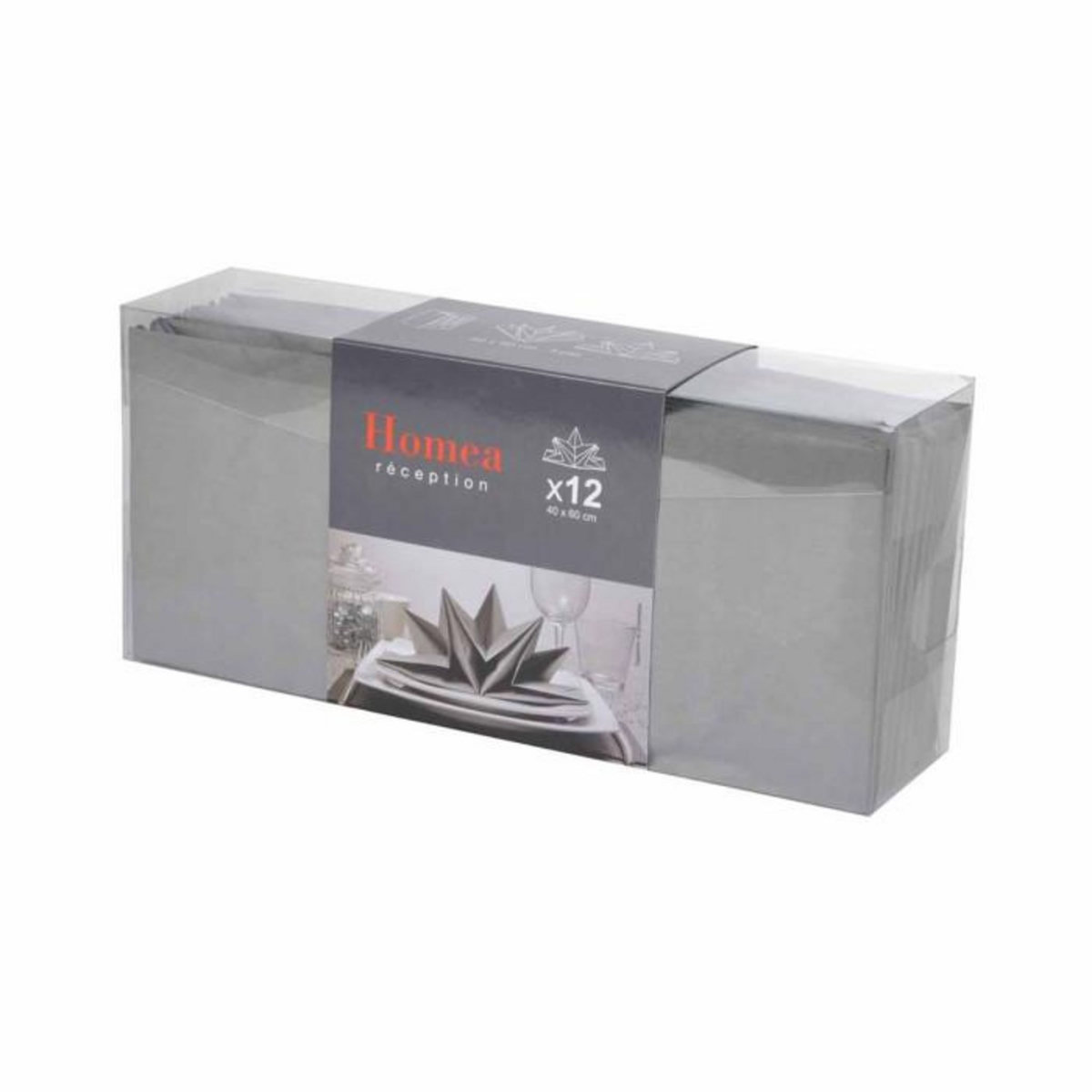 Paris Prix Lot de 12 Serviettes en Papier  Pré Pliées  40x60cm Gris