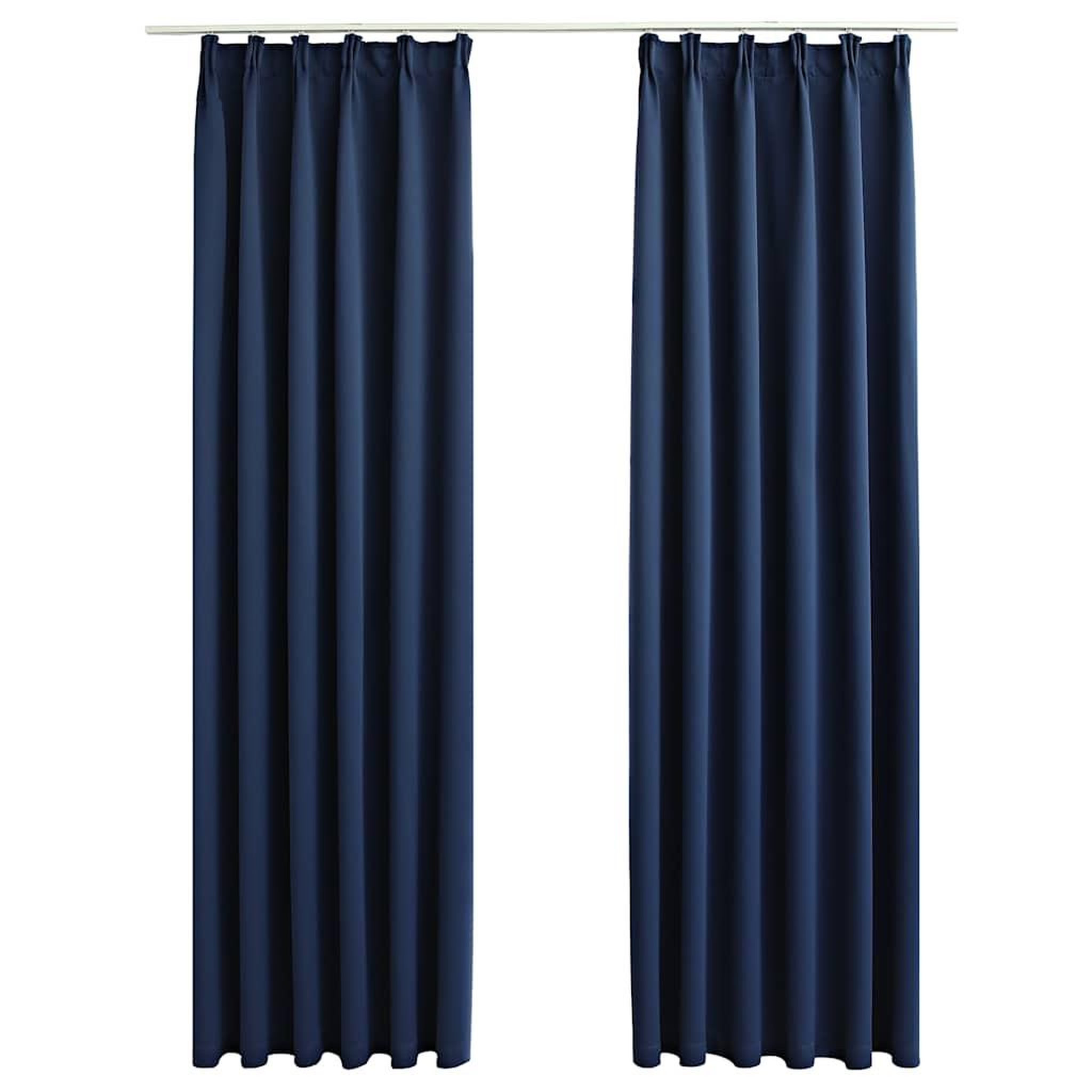 Voir la diapositive 2 : VIDAXL Rideaux occultants avec crochets 2 pcs Bleu 140x175 cm