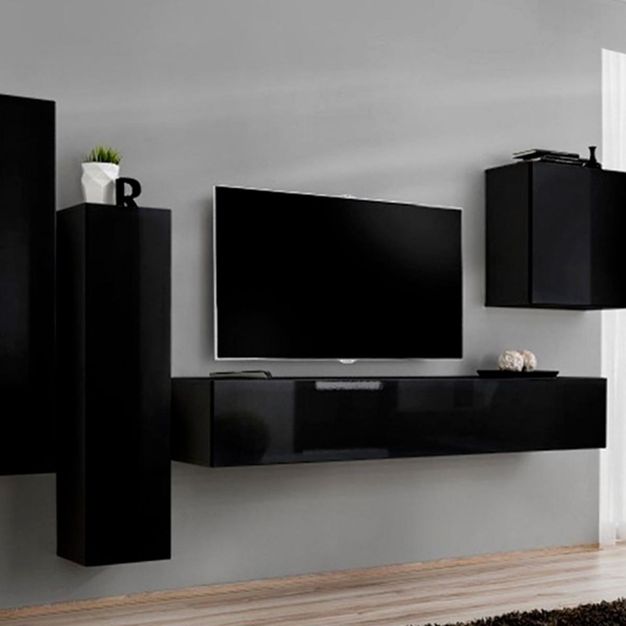 Paris Prix Meuble tv mural design  switch iii  330cm noir