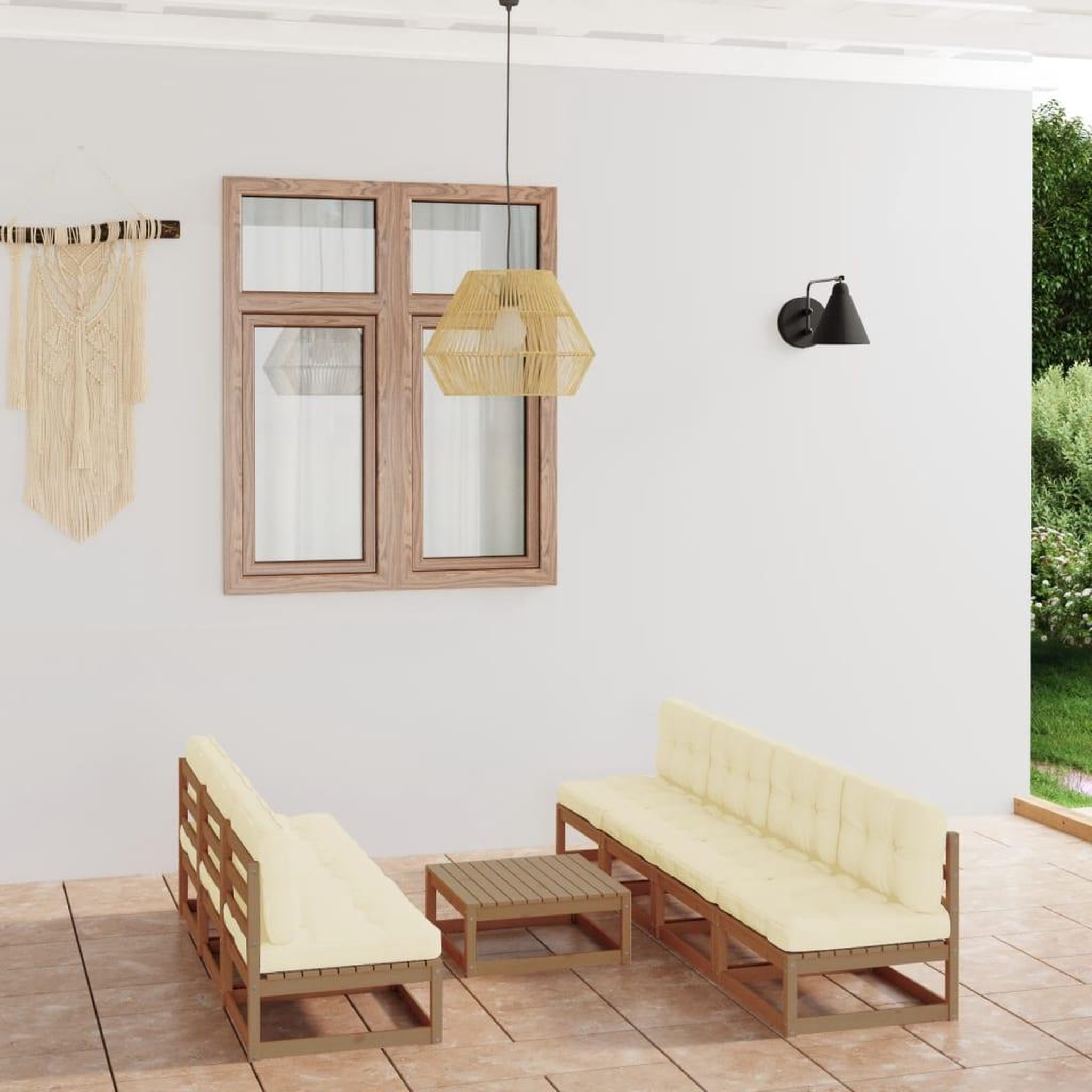 Voir la diapositive 1 : VIDAXL Salon de jardin 8 pcs avec coussins Bois de pin massif