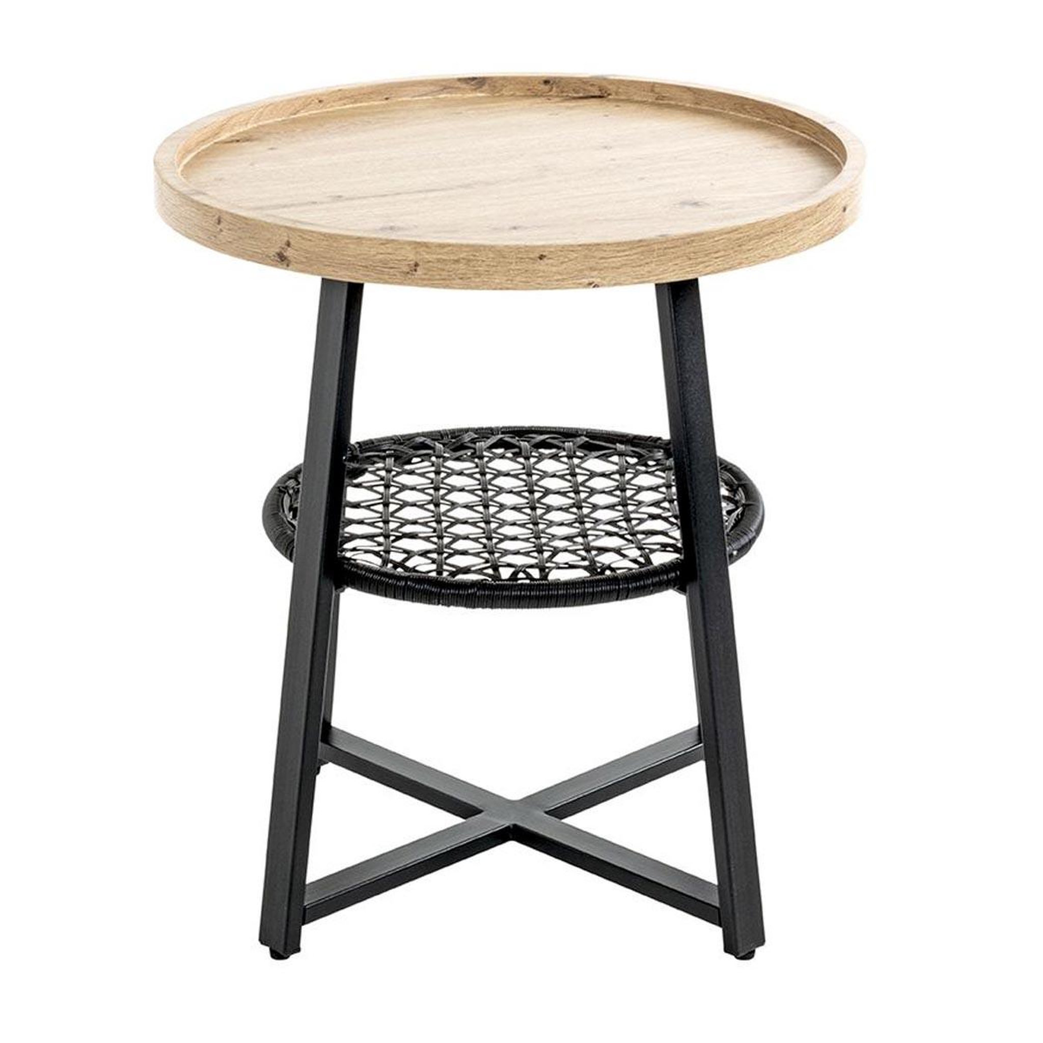 Voir la diapositive 2 : Paris Prix Table d'appoint avec étagère  rym  55cm naturel & noir