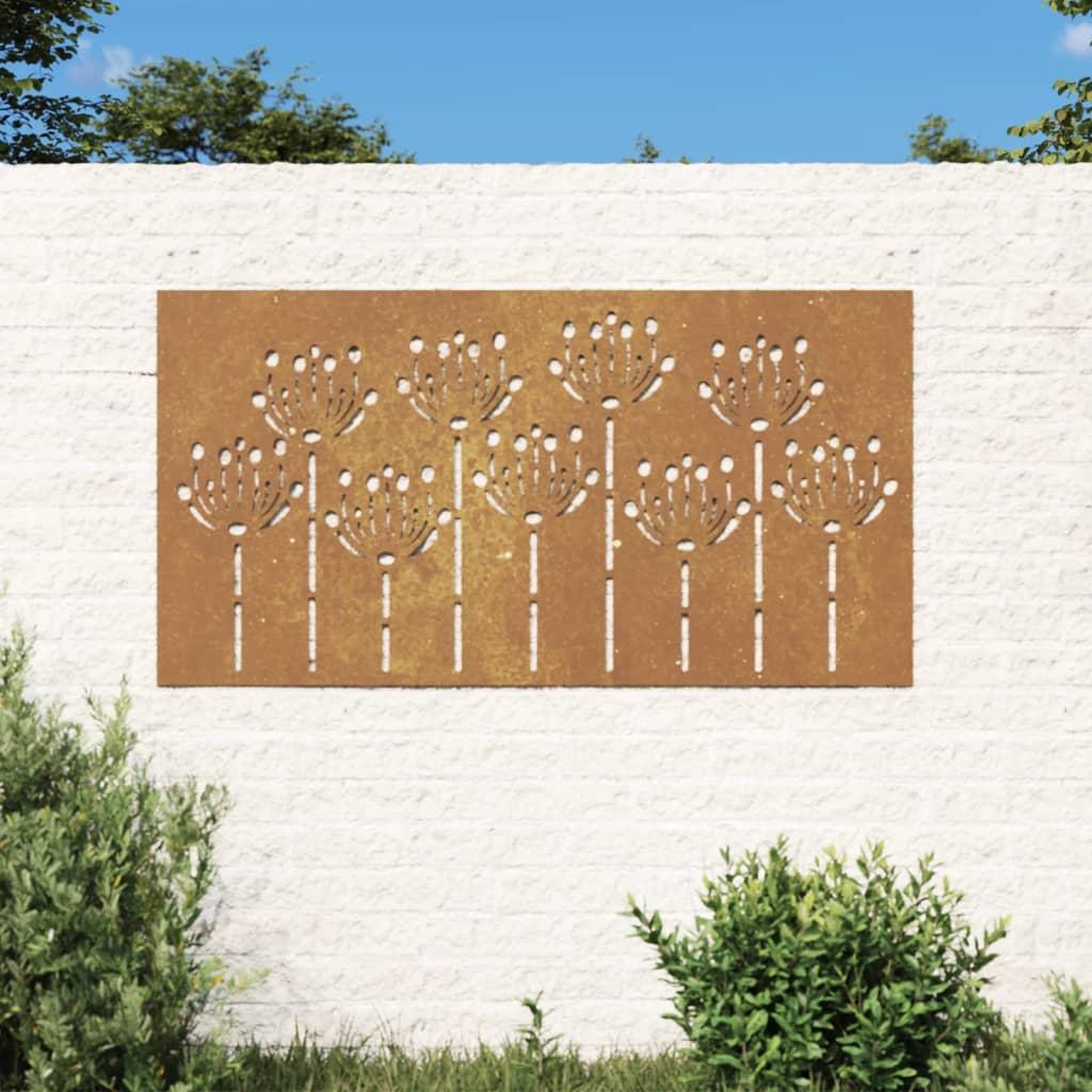 VIDAXL Decoration murale jardin 105x55 cm acier corten design de fleur