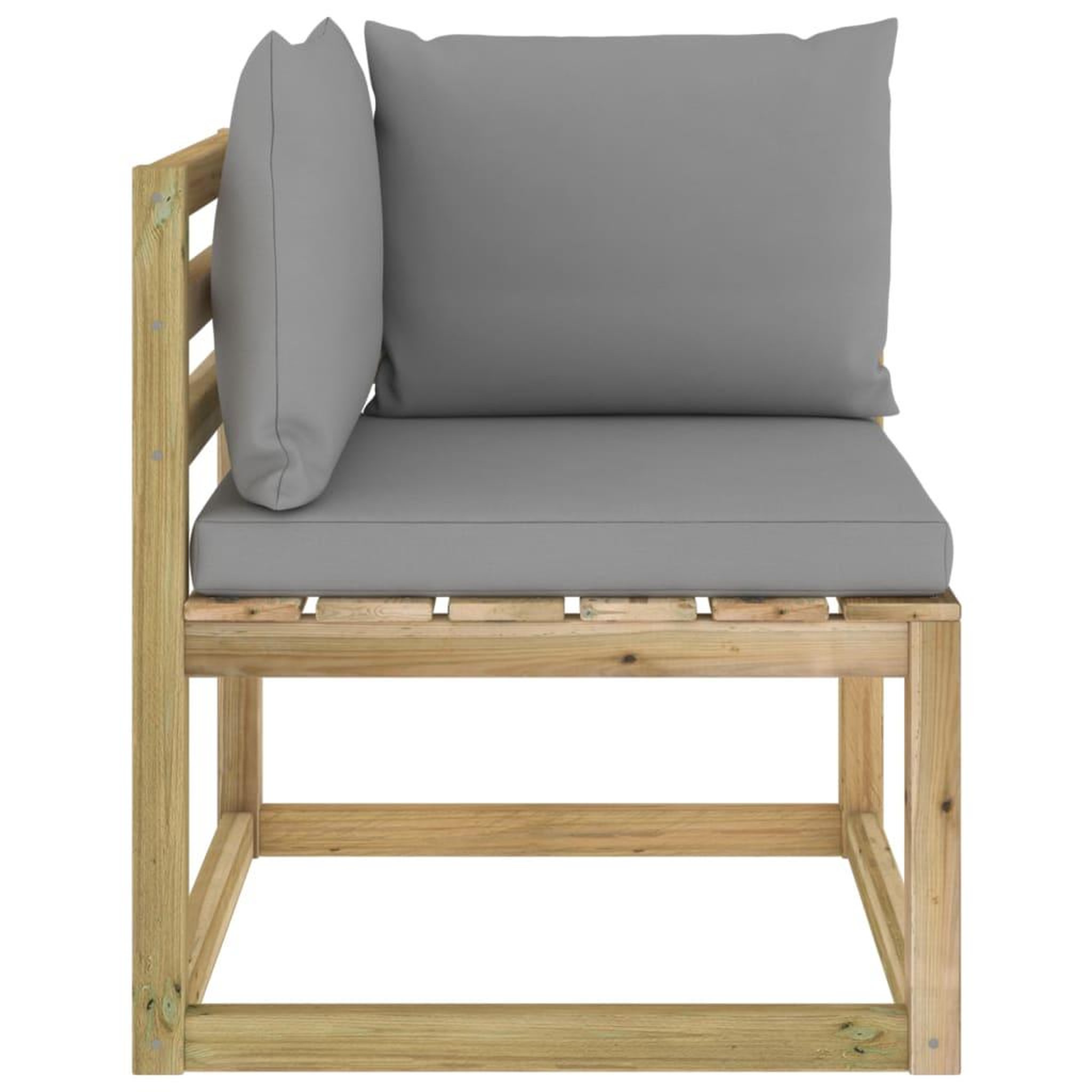 Voir la diapositive 3 : VIDAXL Canape d'angle de jardin avec coussins Bois impregne de vert