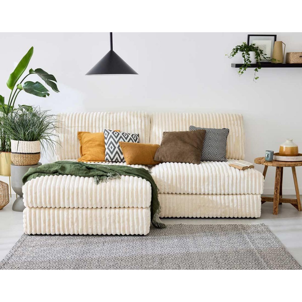 LISA DESIGN Jasper - module d'assise - en fausse fourrure côtelée