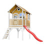 Voir la diapositive 1 : Axi House Maisonnette Sophie marron-blanc toboggan rouge