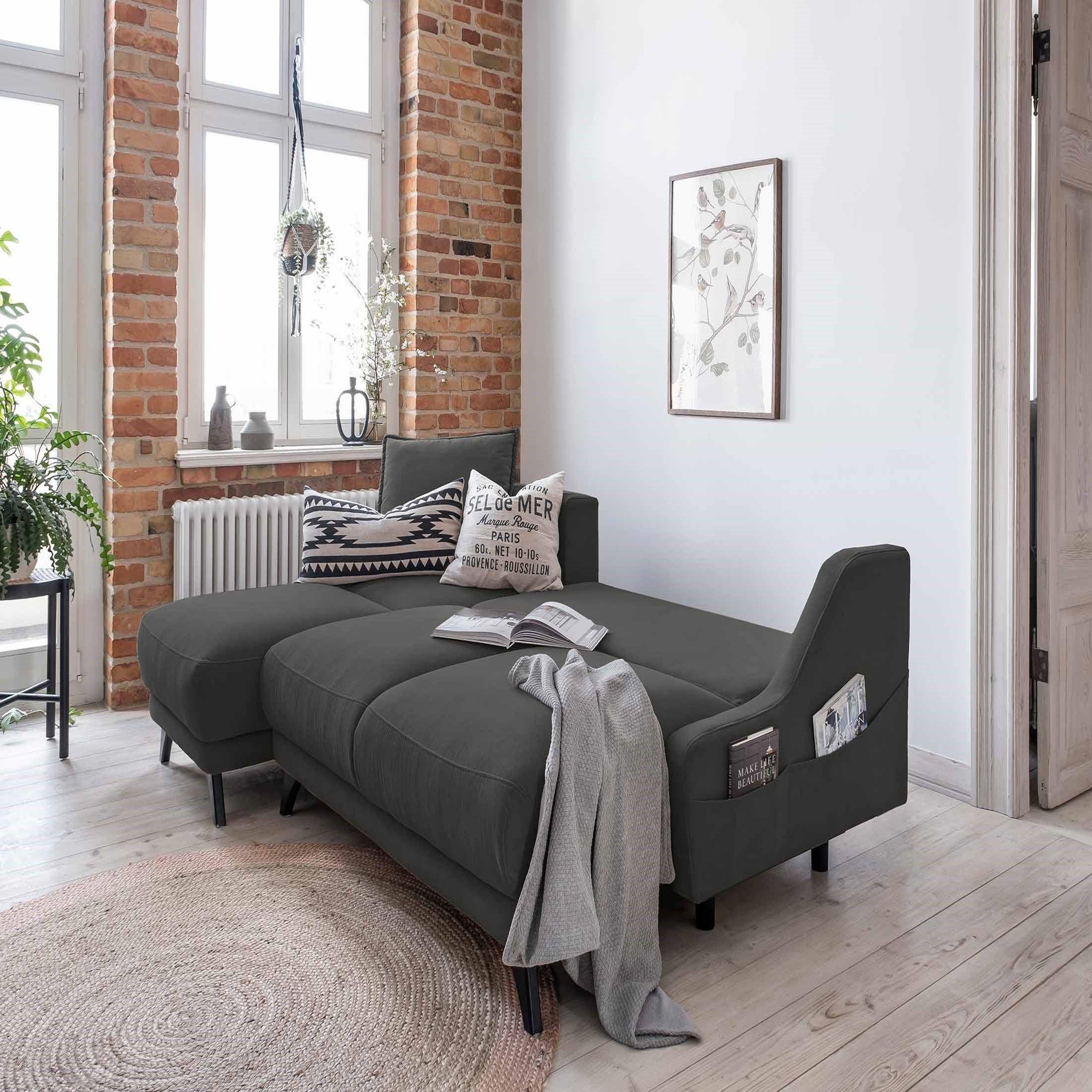 Voir la diapositive 2 : BEST MOBILIER Royal - canapé d'angle gauche - 4 places - convertible avec coffre - en velours