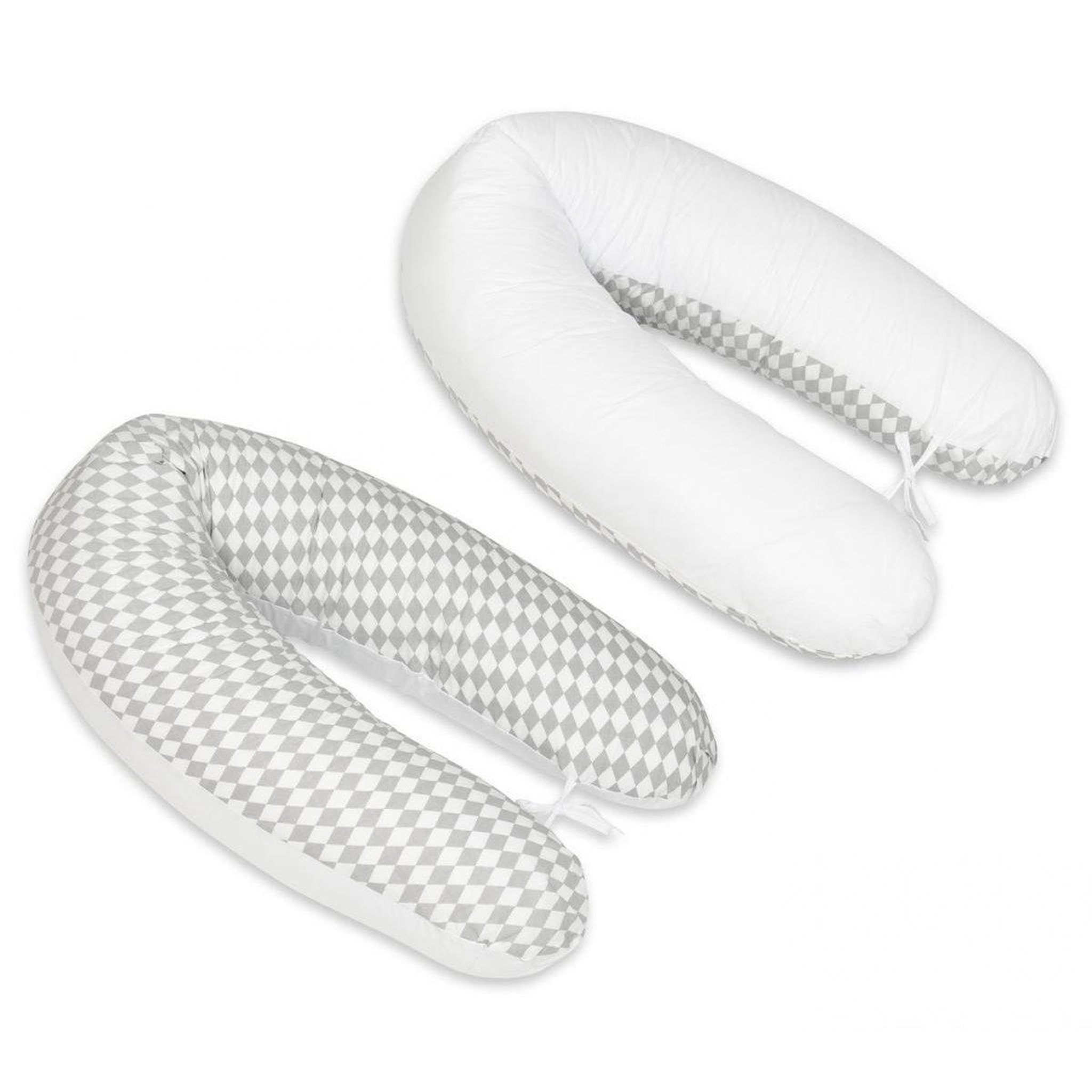 VELINDA Coussin maternité pre/post natal usages multiples Losanges gris et blancs – blanc