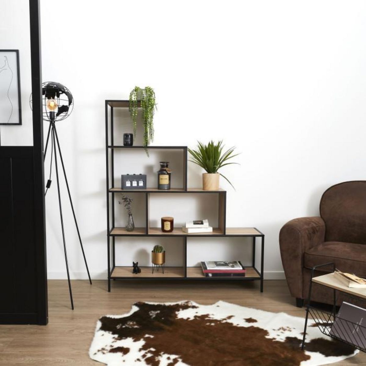 Paris Prix Étagère Escalier  Edison  146cm Naturel & Noir