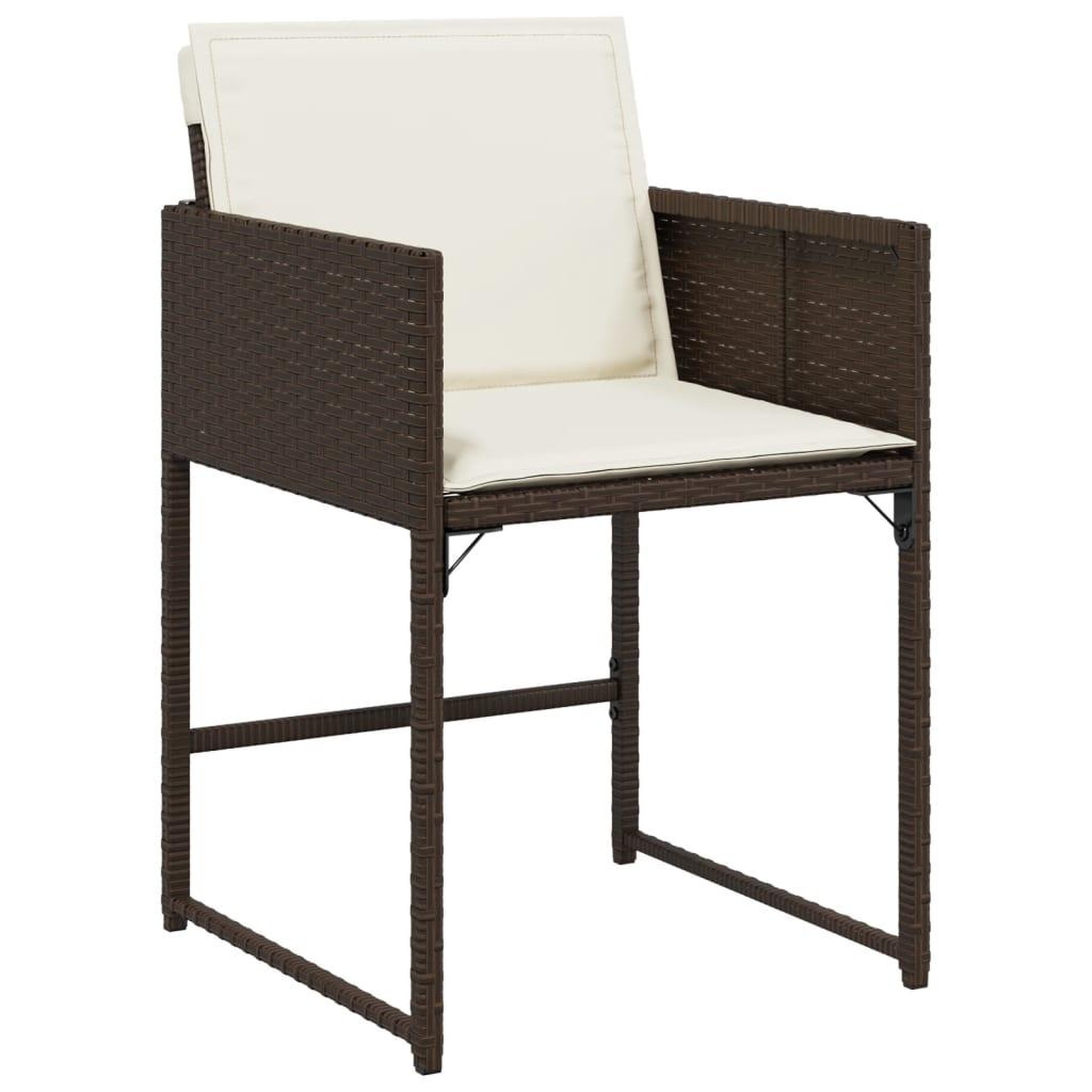 Voir la diapositive 4 : VIDAXL Ensemble a manger de jardin et coussins 11 pcs marron rotin