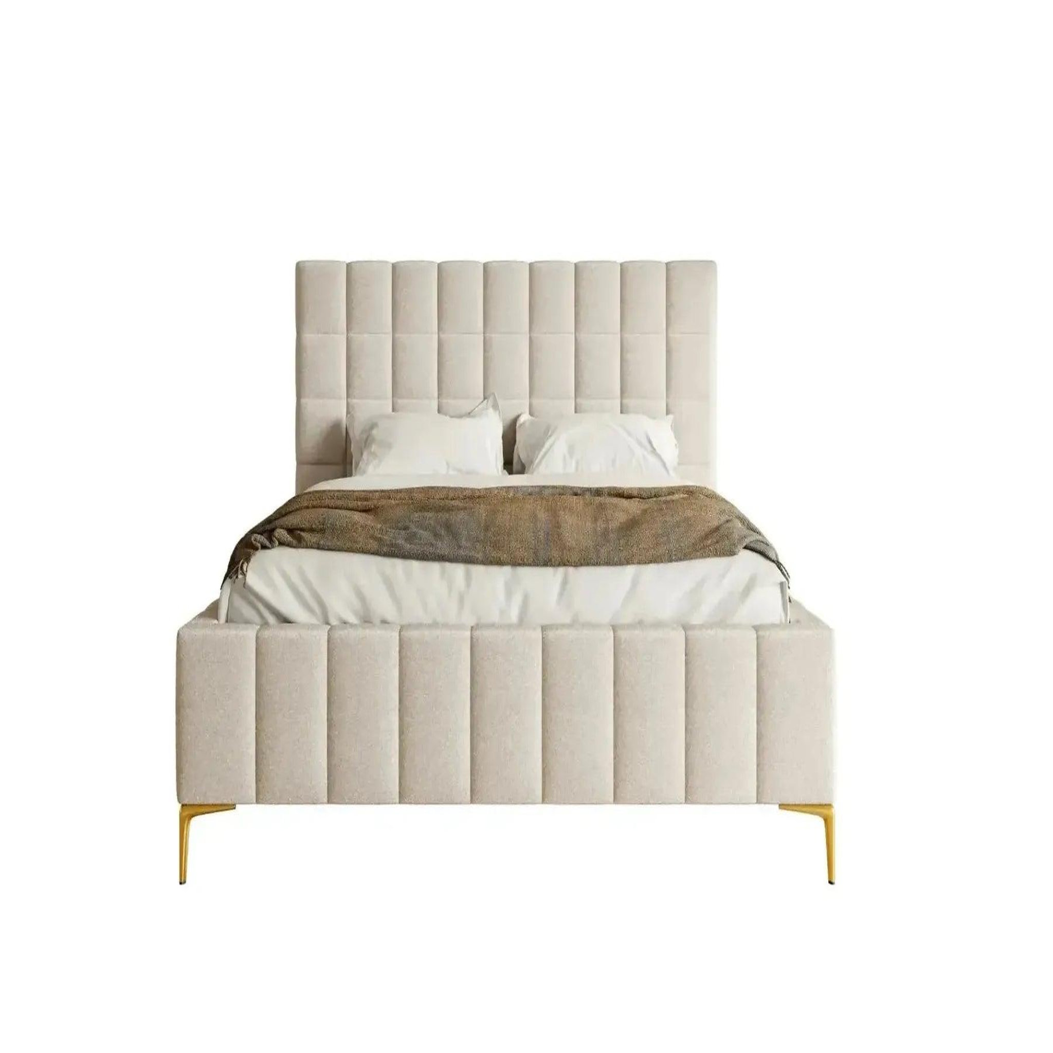 CASANOVA PARIS Gregoire - lit coffre tissu chiné. Coloris disponibles : Gris, Bleu, Blanc, Rose, Beige, Vert