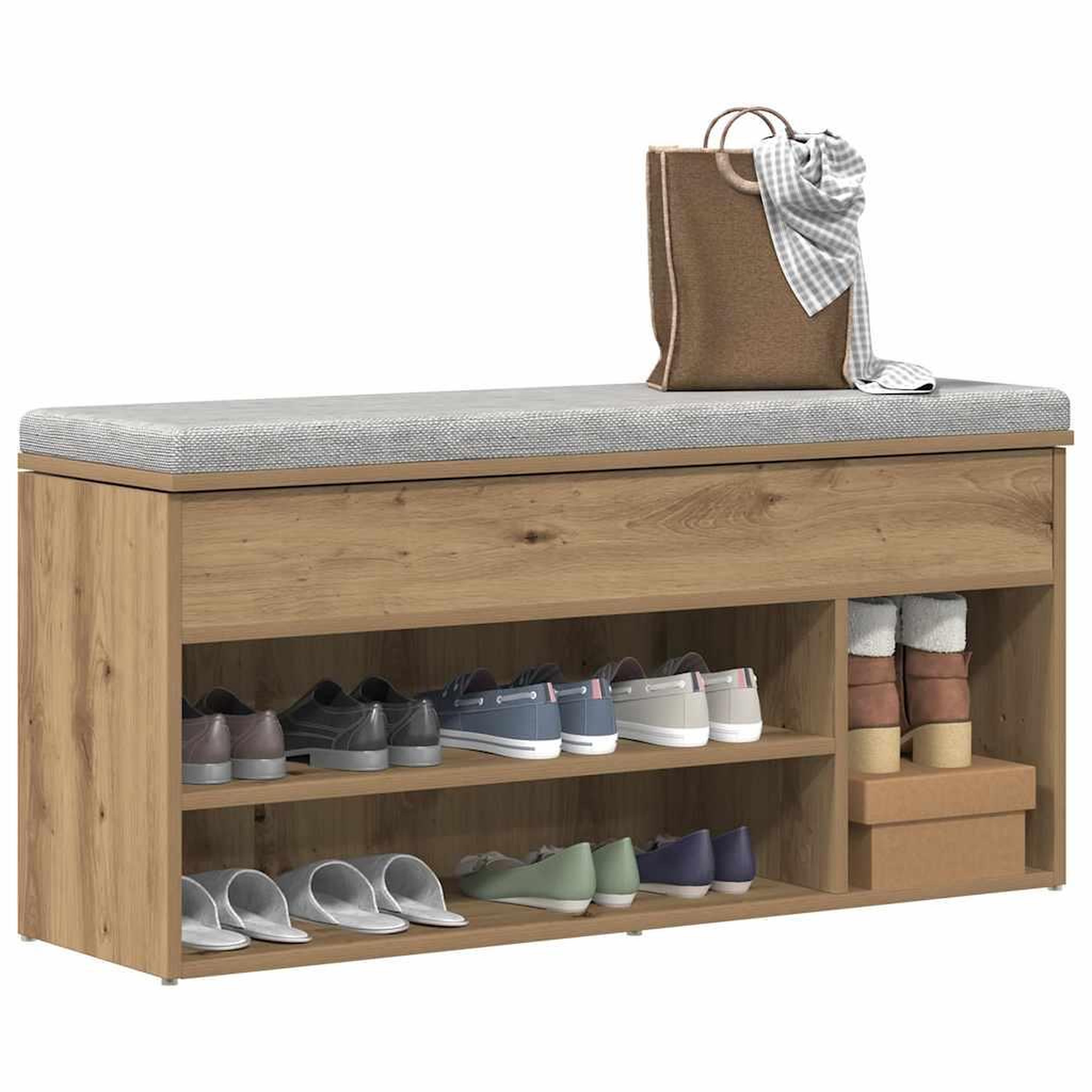 VIDAXL Banc a chaussures chene artisanal 102x30,5x45cm bois ingenierie