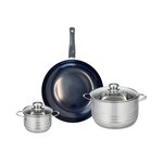 ELO Ensemble de 1 Poêle de cuisson 32 cm et 2 faitouts 14 et 24 cm Elo Prima Brillant