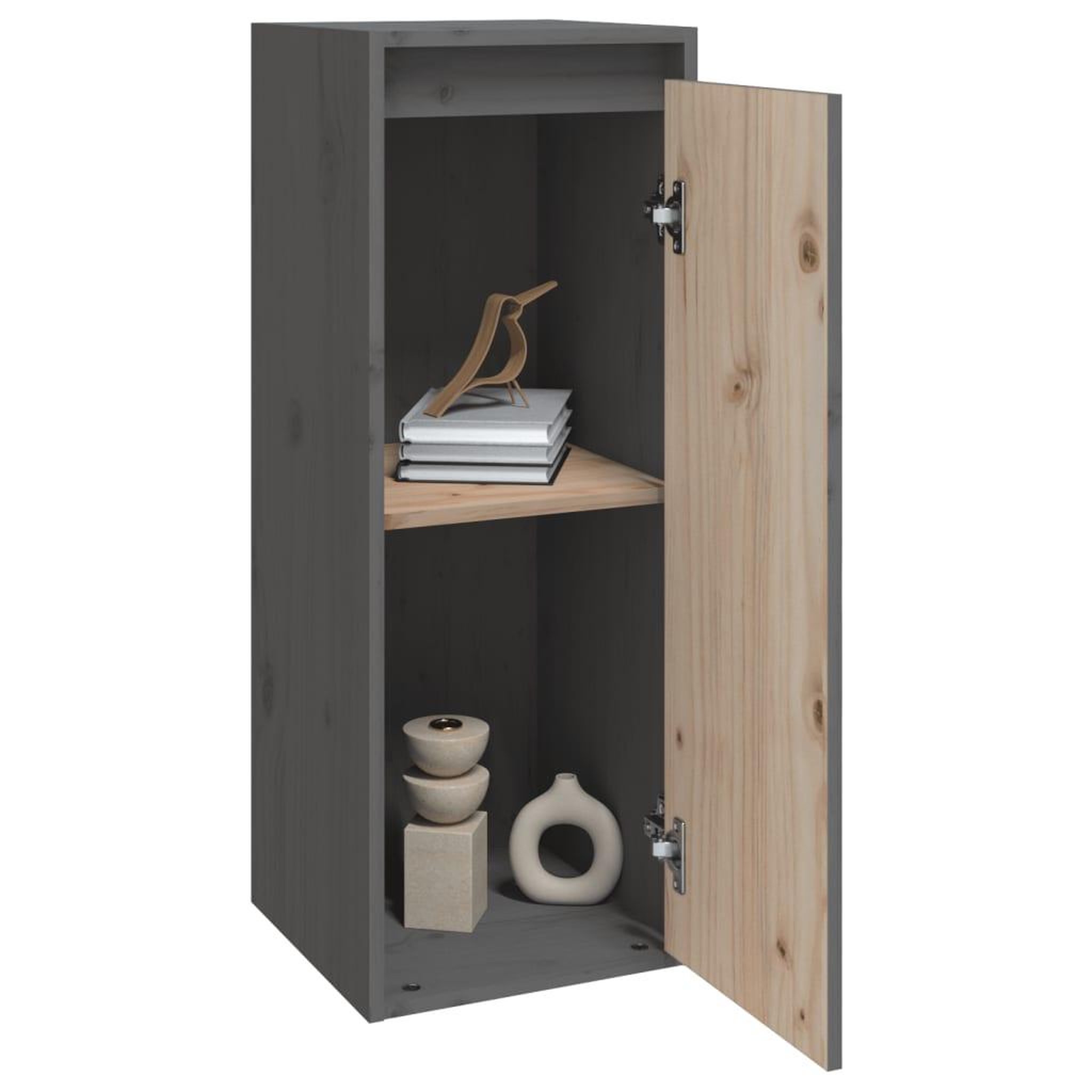 Voir la diapositive 4 : VIDAXL Armoire murale Gris 30x30x80 cm Bois de pin massif