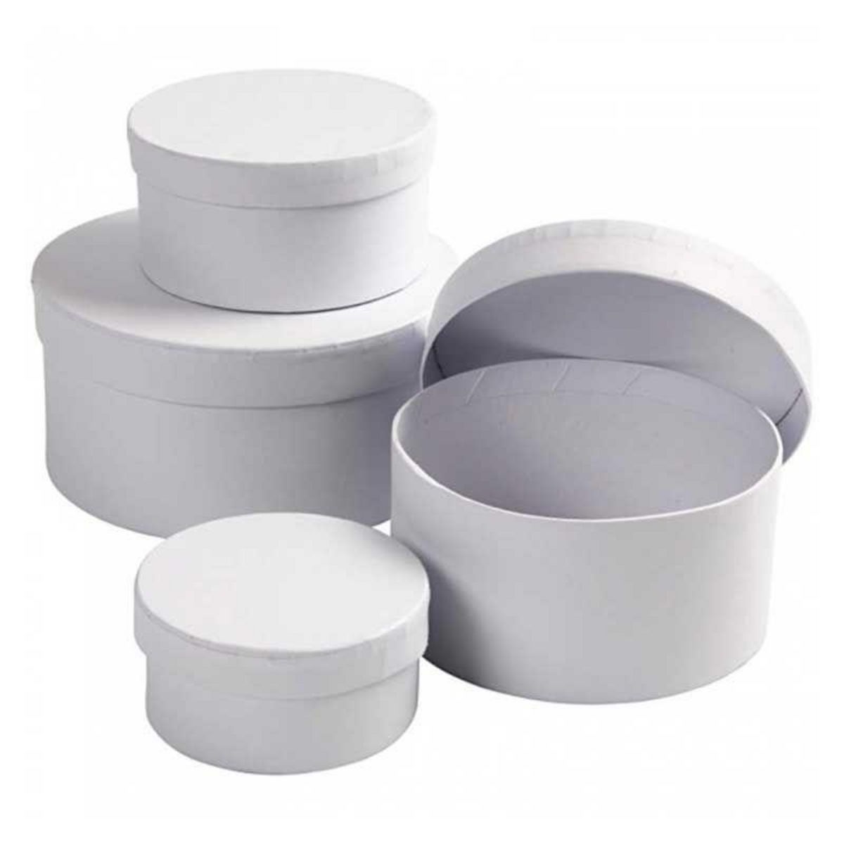 CREATIV COMPANY 4 boîtes rondes en carton blanc 4 x 8 cm à 7 x 14 cm