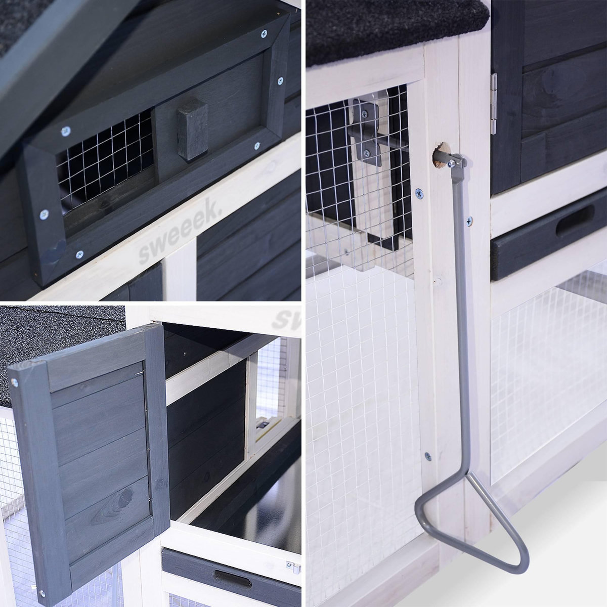 SWEEEK Poulailler en bois GALINETTE, 3 poules, cage à poule avec enclos