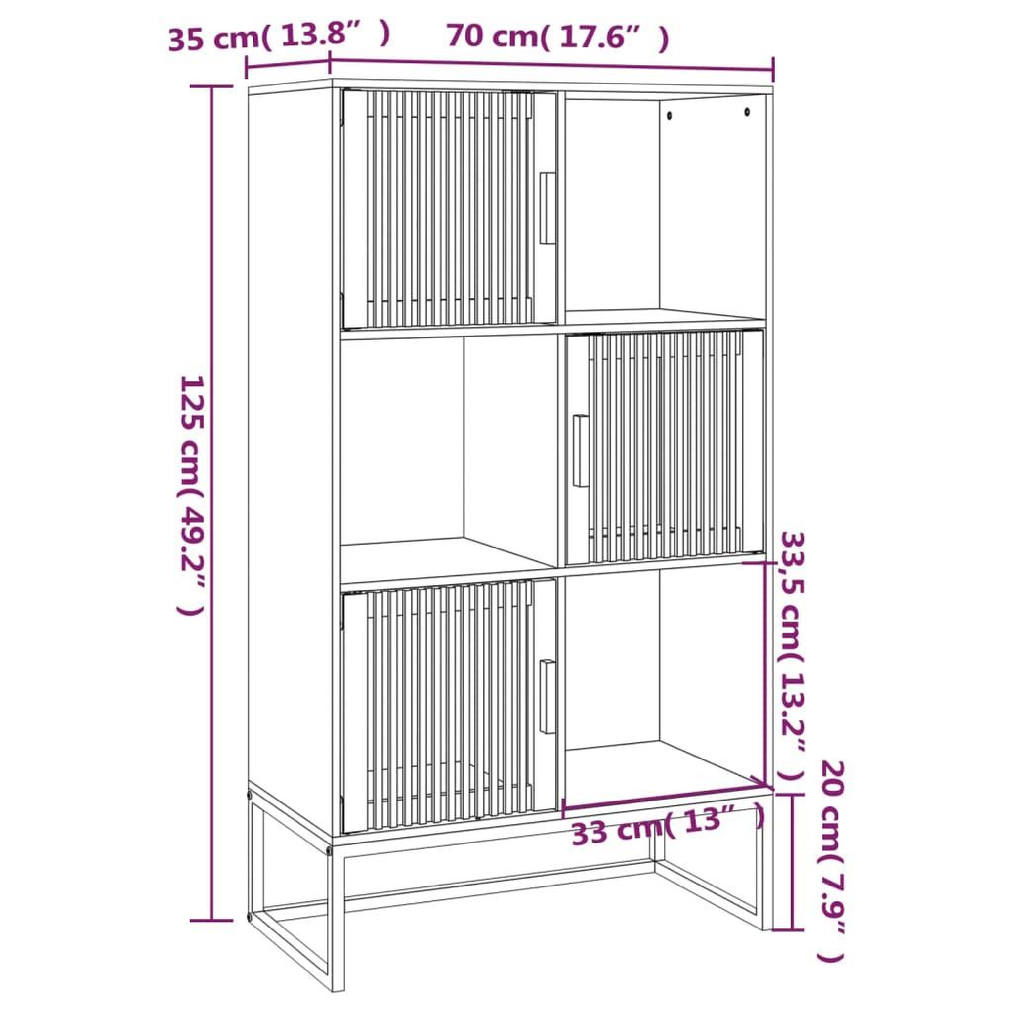 Voir la diapositive 6 : VIDAXL Buffet haut 70x35x125 cm bois d'ingenierie