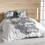 Voir la diapositive 1 : ATELIER DU COTON Housse de couette 240x220 Avec Amour + 2 taies coton bio 47 fils