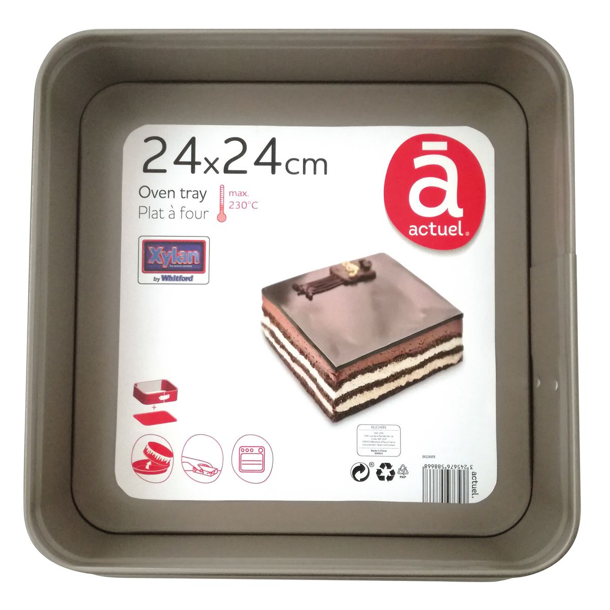 ACTUEL Moule à charnière carré 24 x 24 cm en métal