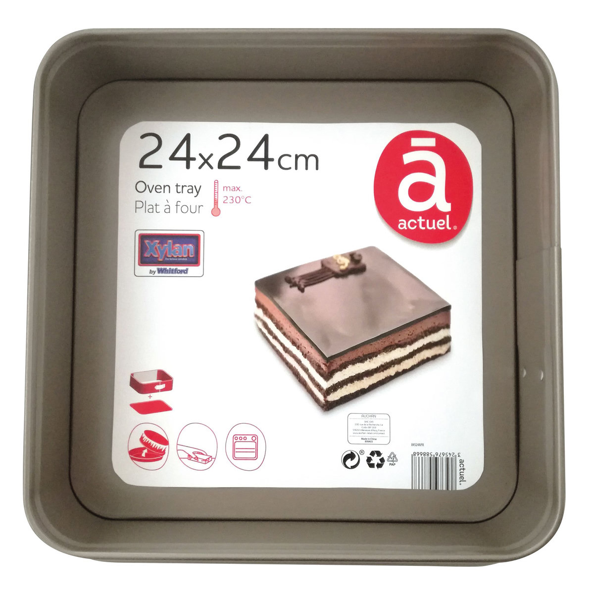 ACTUEL Moule à charnière carré 24 x 24 cm en métal