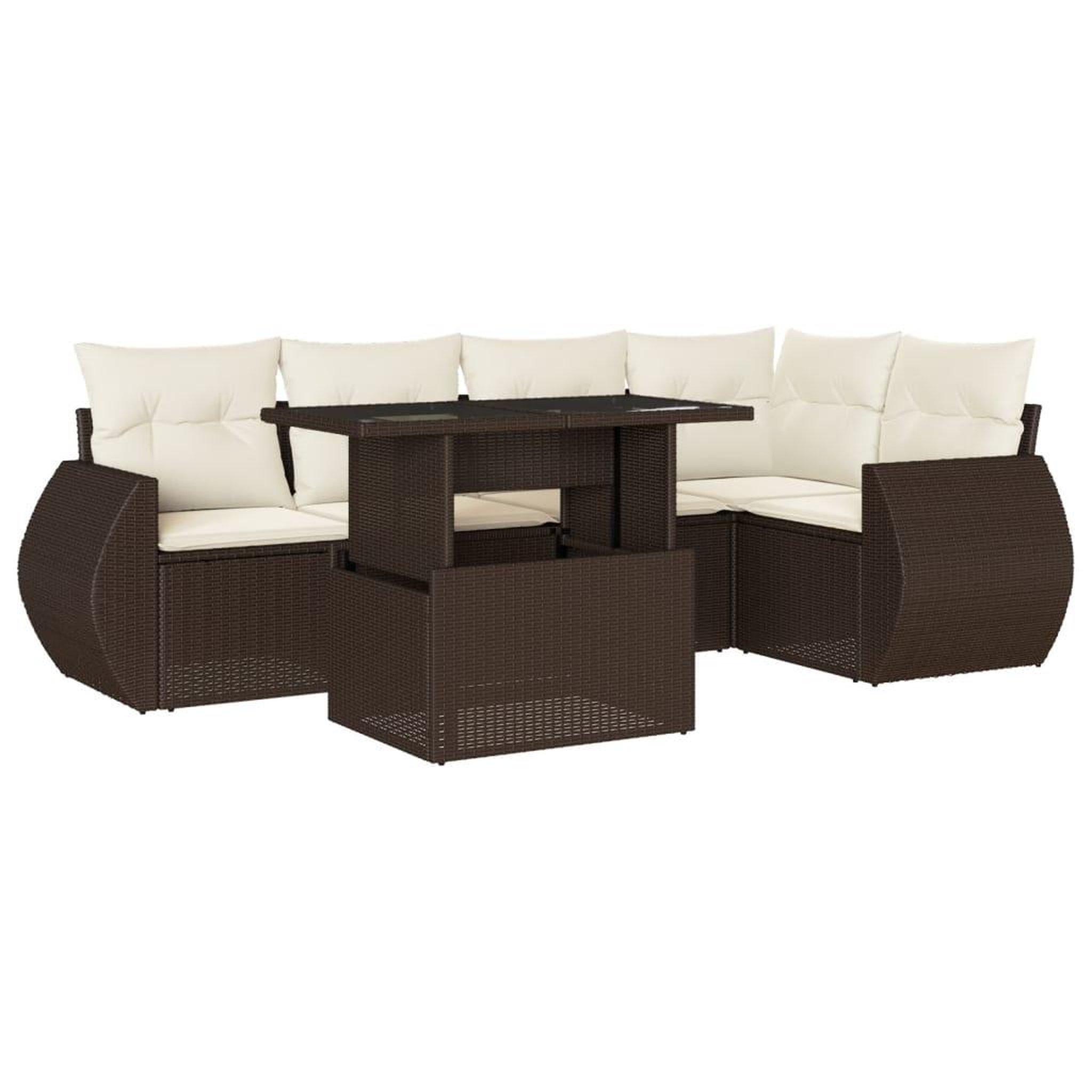 Voir la diapositive 2 : VIDAXL Salon de jardin avec coussins 6 pcs marron resine tressee