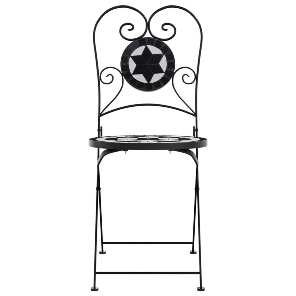 VIDAXL Chaises de bistro pliables lot de 2 noir et blanc ceramique