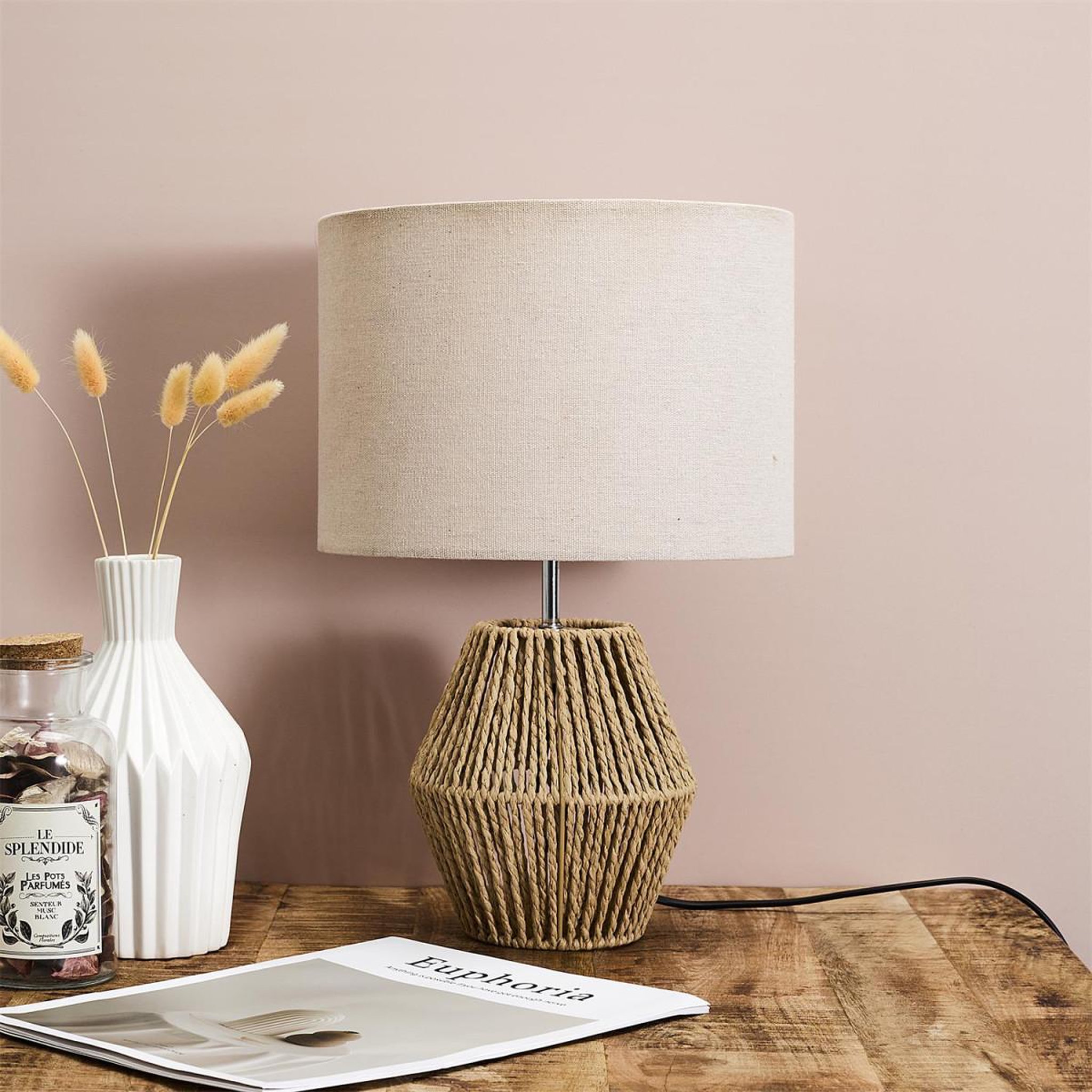 Voir la diapositive 3 : The Home Deco Factory Lampe à Poser Tressée  Lina  40cm Naturel