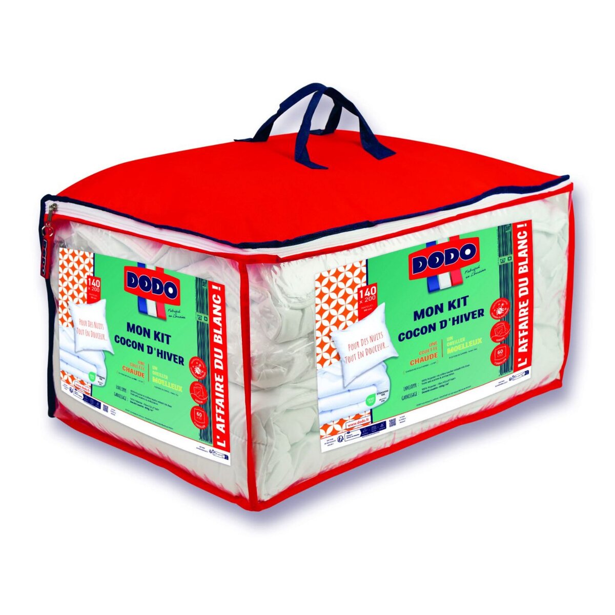 DODO Pack couette chaude anti-acariens en microfibre 400 g/m² + oreiller(s)  COCON D'HIVER pas cher 