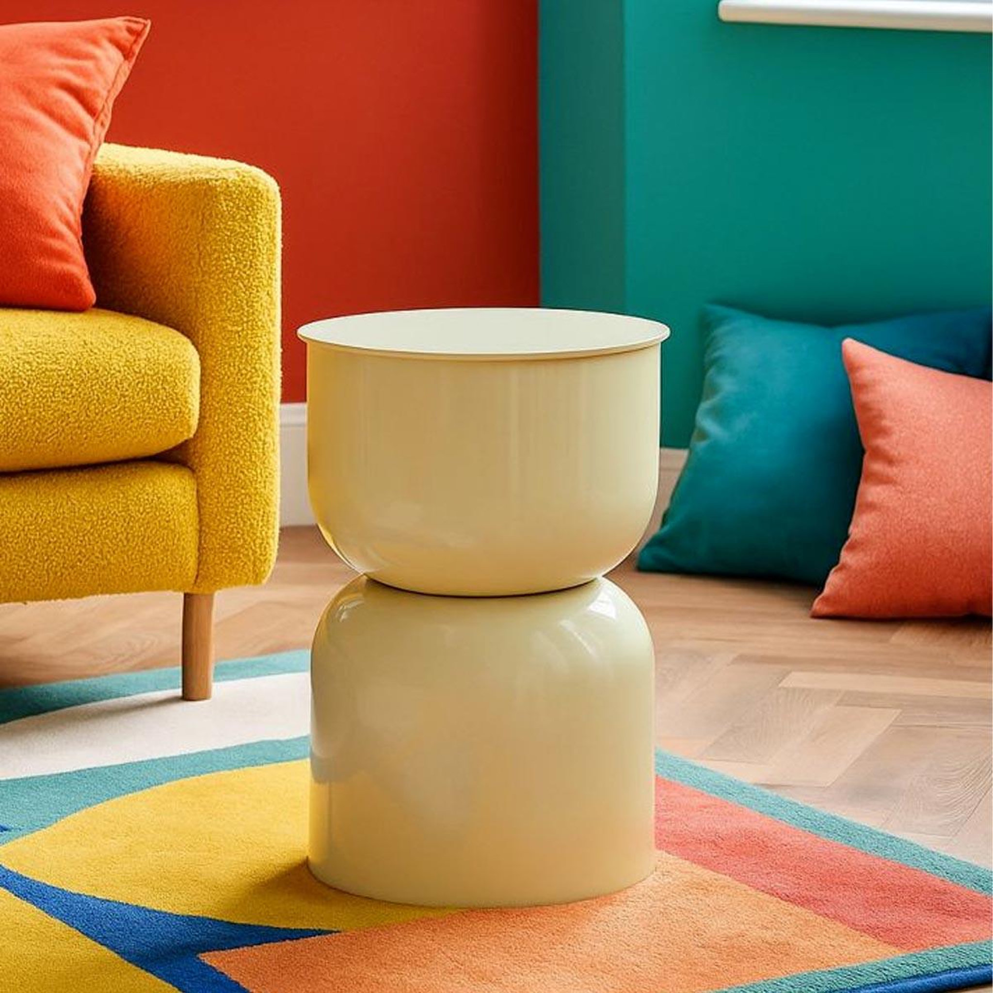 Voir la diapositive 4 : Paris Prix Table d'Appoint en Métal  Oyi  46cm Crème