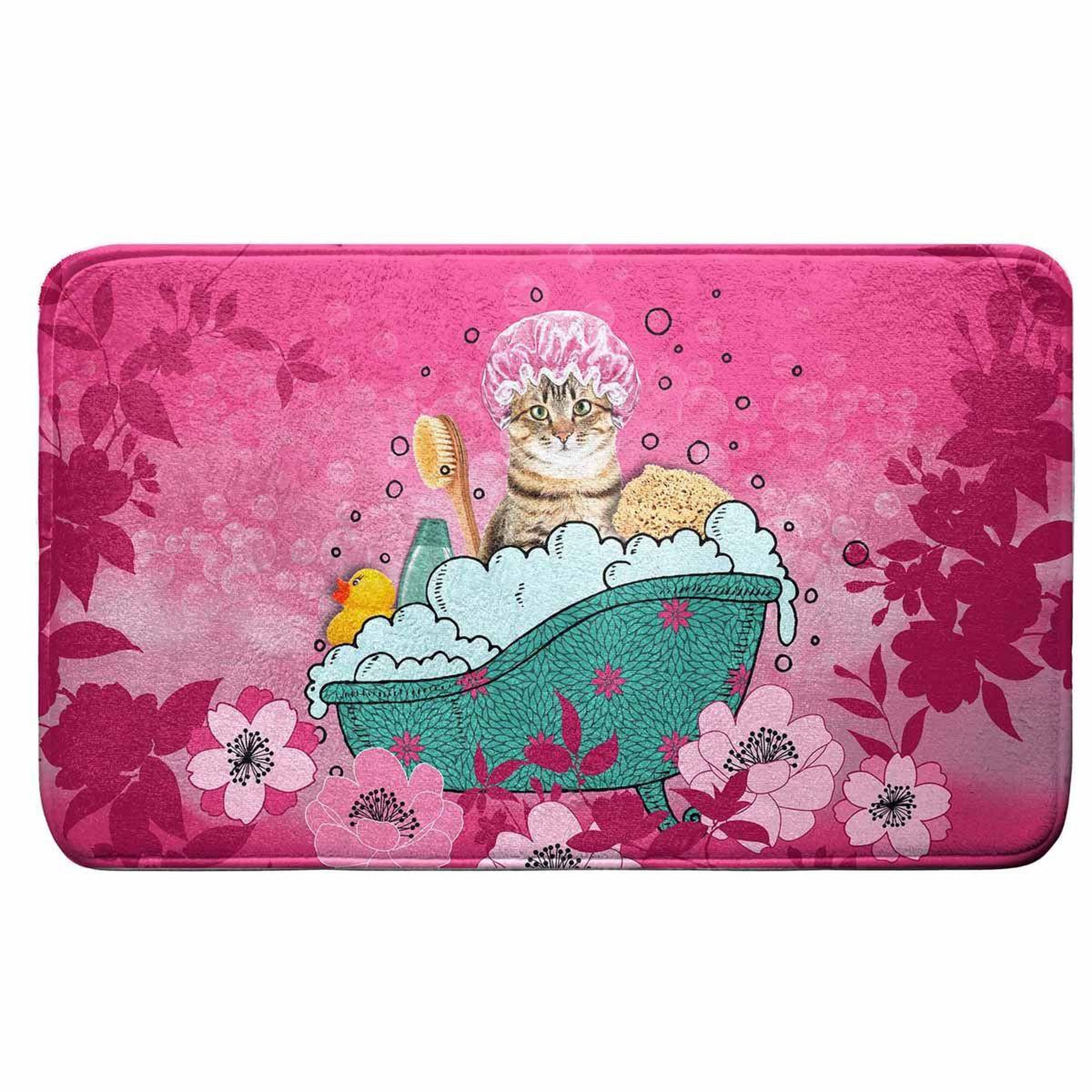 Douceur d'Intérieur Tapis de salle de bain  chatibulle  45x75cm rose