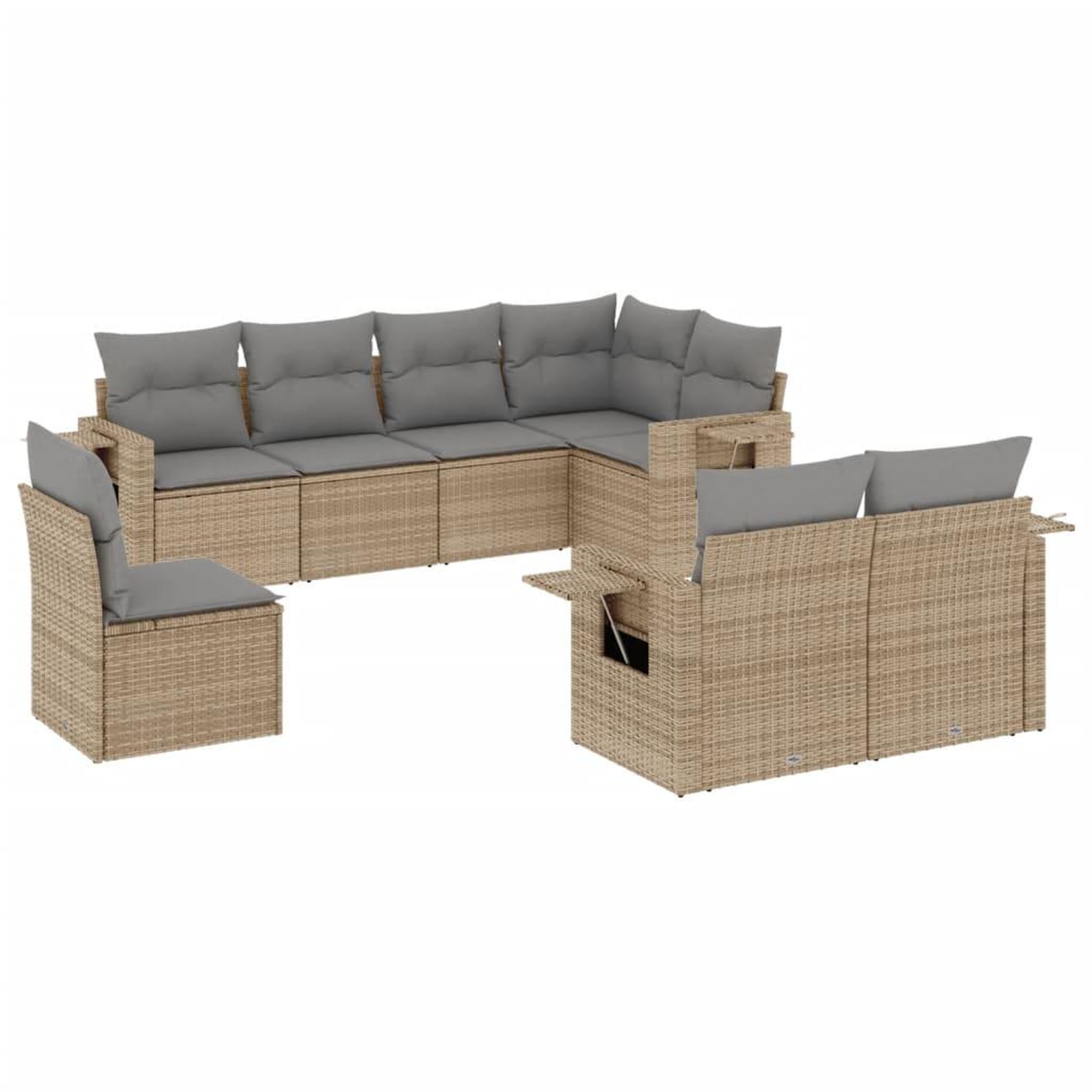 Voir la diapositive 2 : VIDAXL Salon de jardin avec coussins 8 pcs beige resine tressee