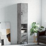 VIDAXL Buffet haut Gris beton 34,5x34x180 cm Bois d'ingenierie