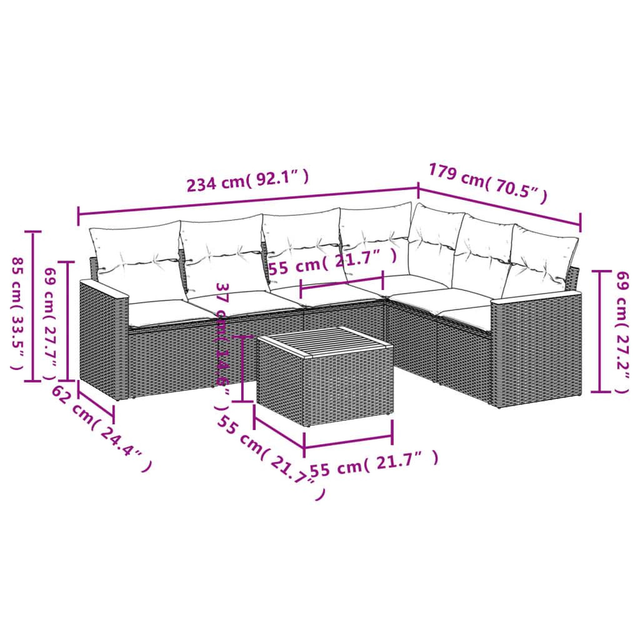 Voir la diapositive 4 : VIDAXL Salon de jardin 7 pcs avec coussins noir resine tressee