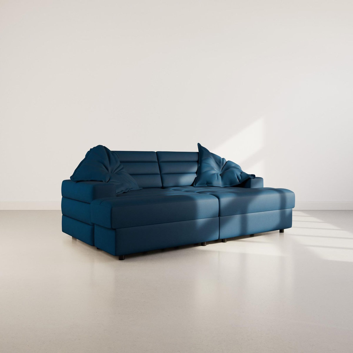 LISA DESIGN Loredana - canapé droit 4 places double méridienne - assise profonde - en tissu texturé