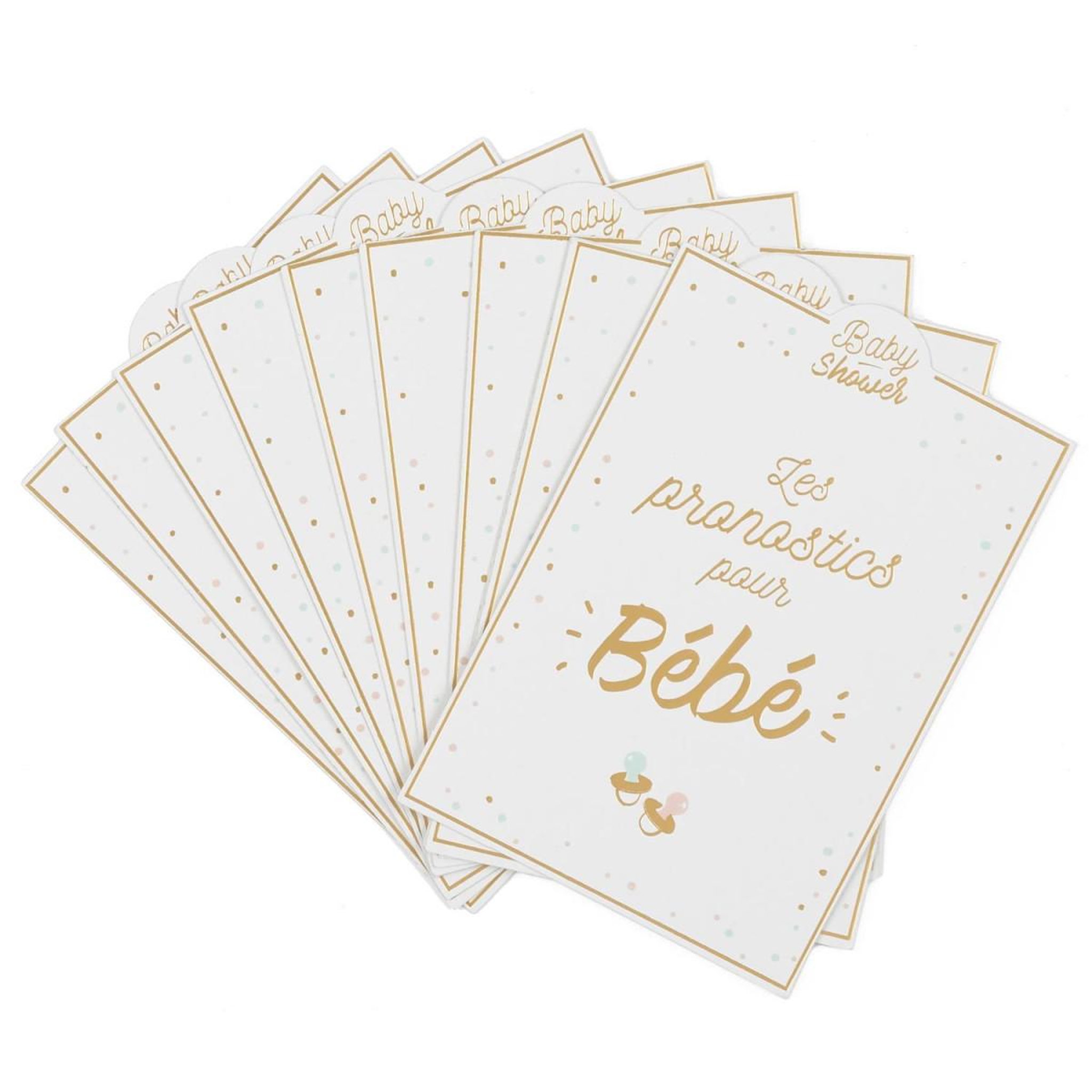 PARTY TIME Lot de 10 cartes de pronostics  baby shower  12cm blanc