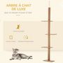 Voir la diapositive 4 : PAWHUT Arbre à chat poteau à griffer hauteur réglable dim. 43L x 27I x 228-260H cm 4 niveaux d'activités marron