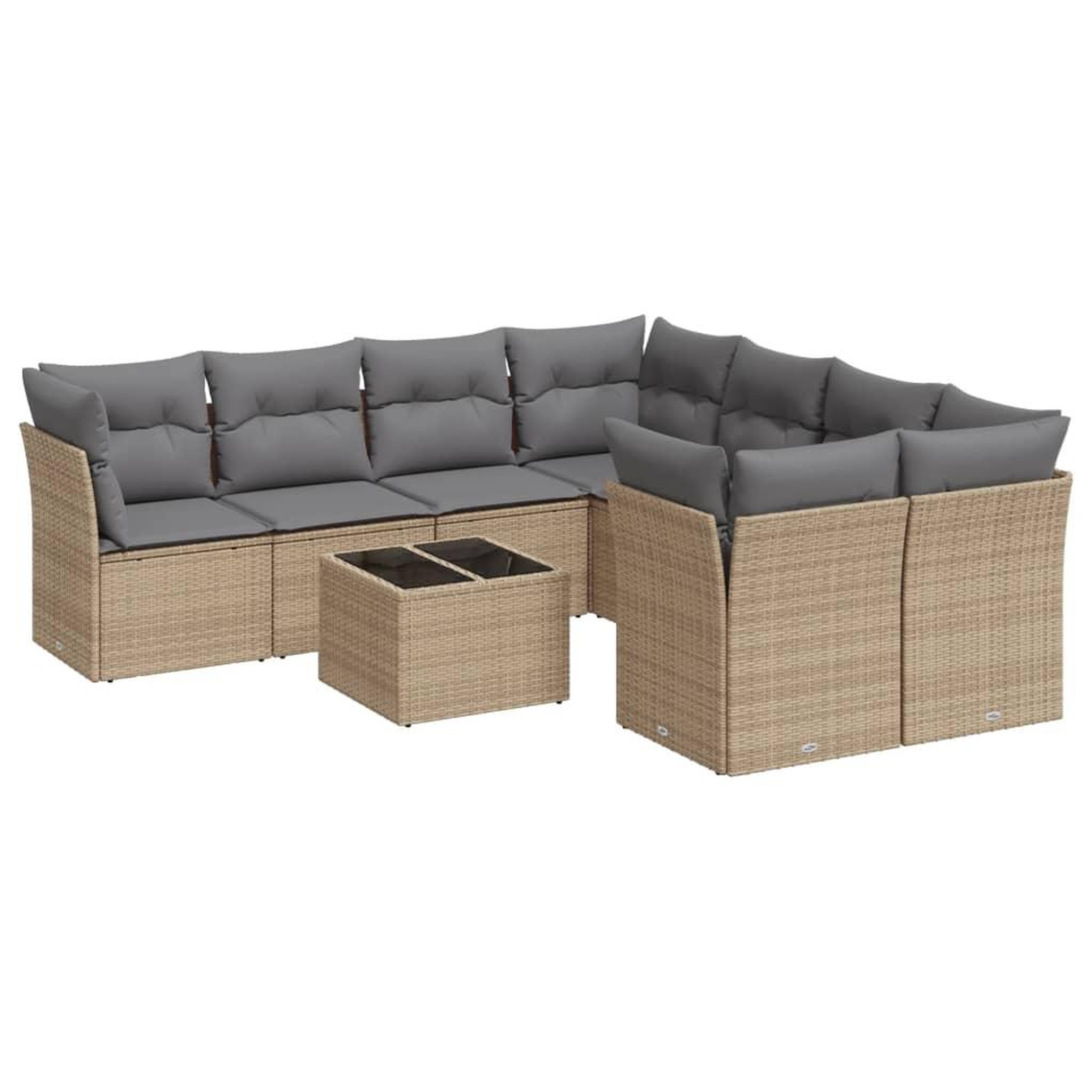 Voir la diapositive 2 : VIDAXL Salon de jardin avec coussins 9 pcs beige resine tressee