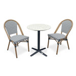 Paris Prix Ensemble Table de Jardin en Terrazzo & 2 Chaises  Bistro  60cm Bleu