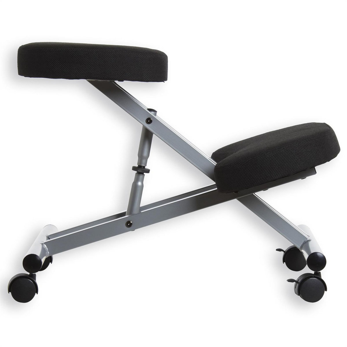 IDIMEX Tabouret ergonomique ROBERT siège ajustable repose genoux chaise de bureau sans dossier, en métal et assise rembourrée noir
