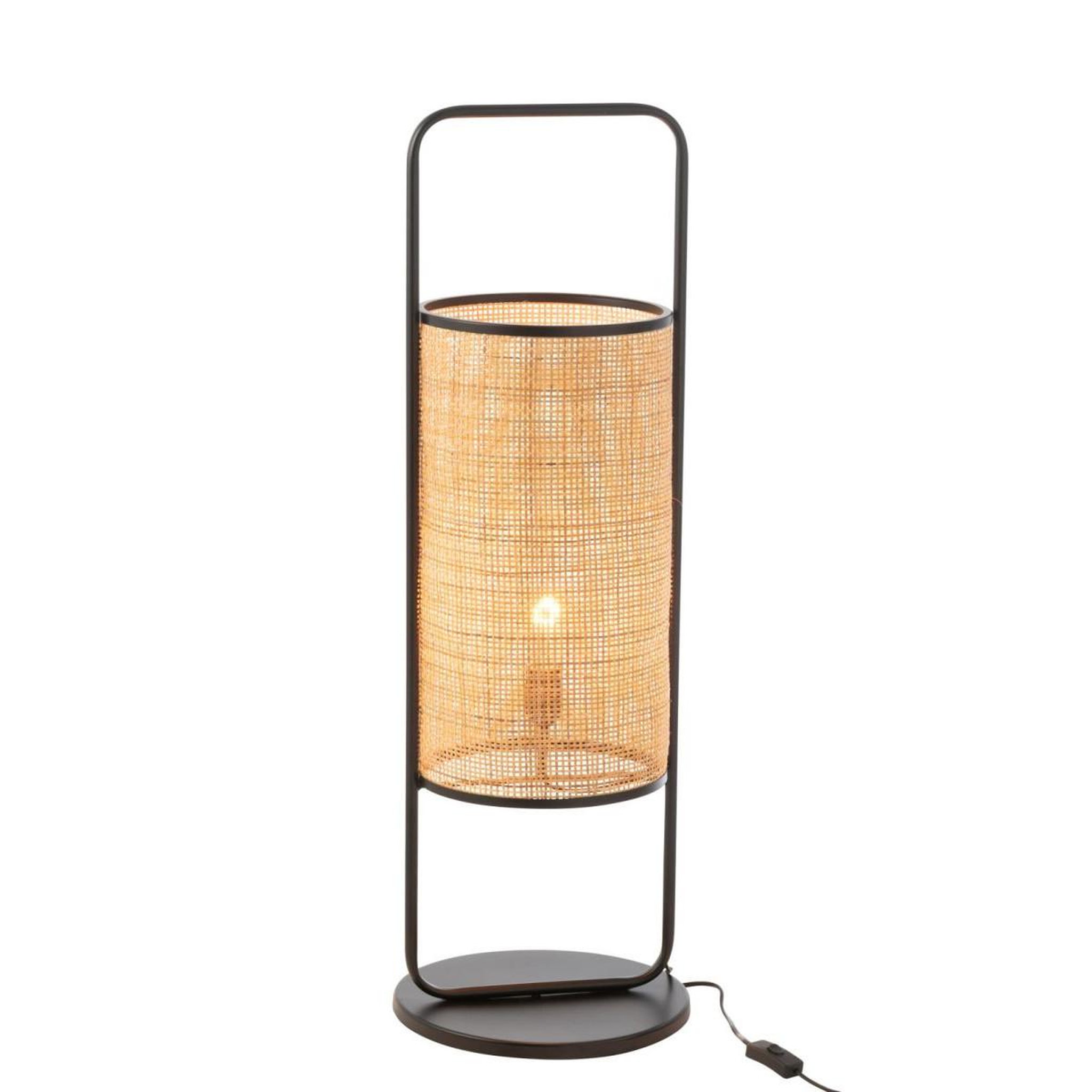 Voir la diapositive 2 : J-LINE Lampe à poser en rotin sur pied  mabel  92cm naturel