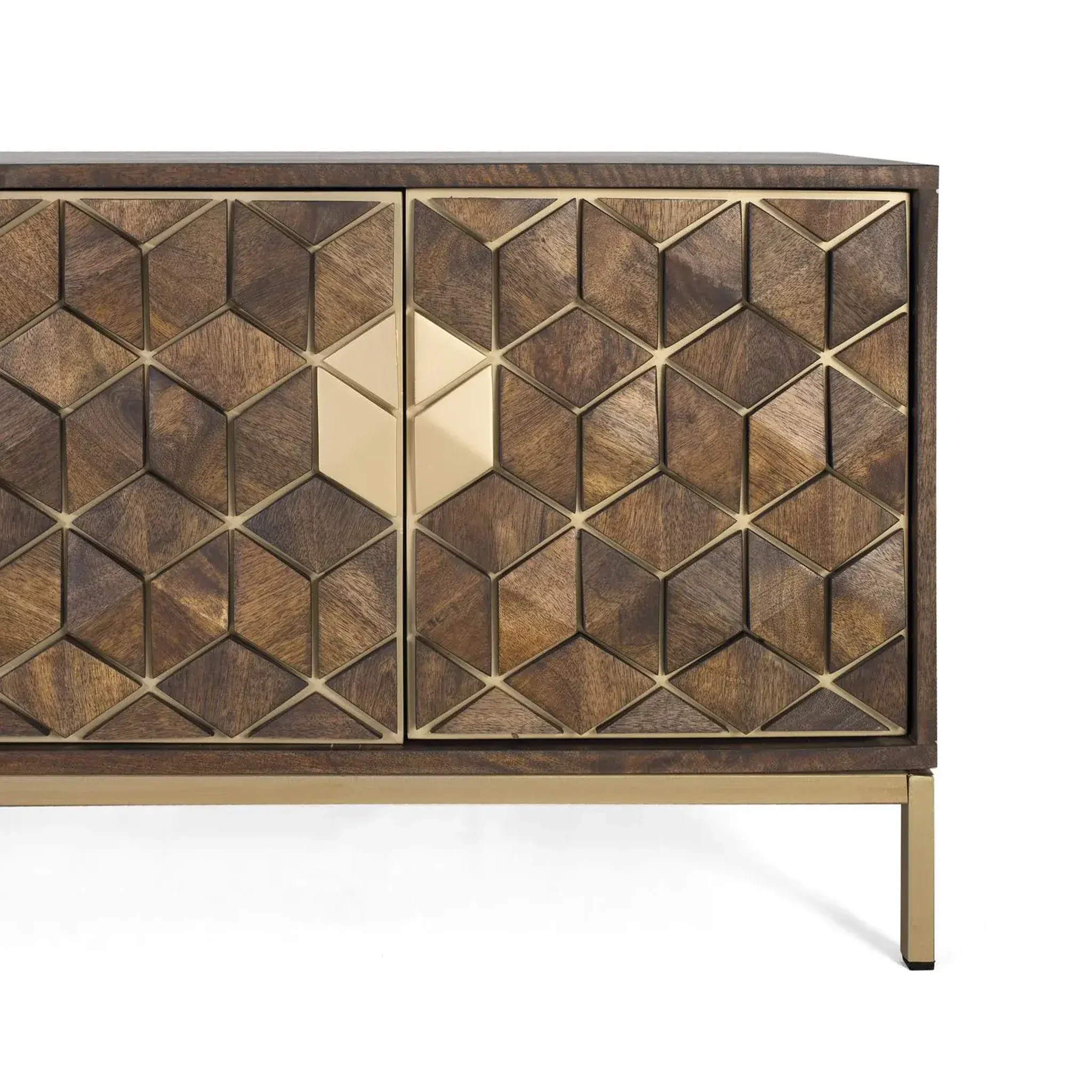 Voir la diapositive 3 : GINER Y COLOMER SL Meuble tv en bois de manguier 190 cm style rustique moderne