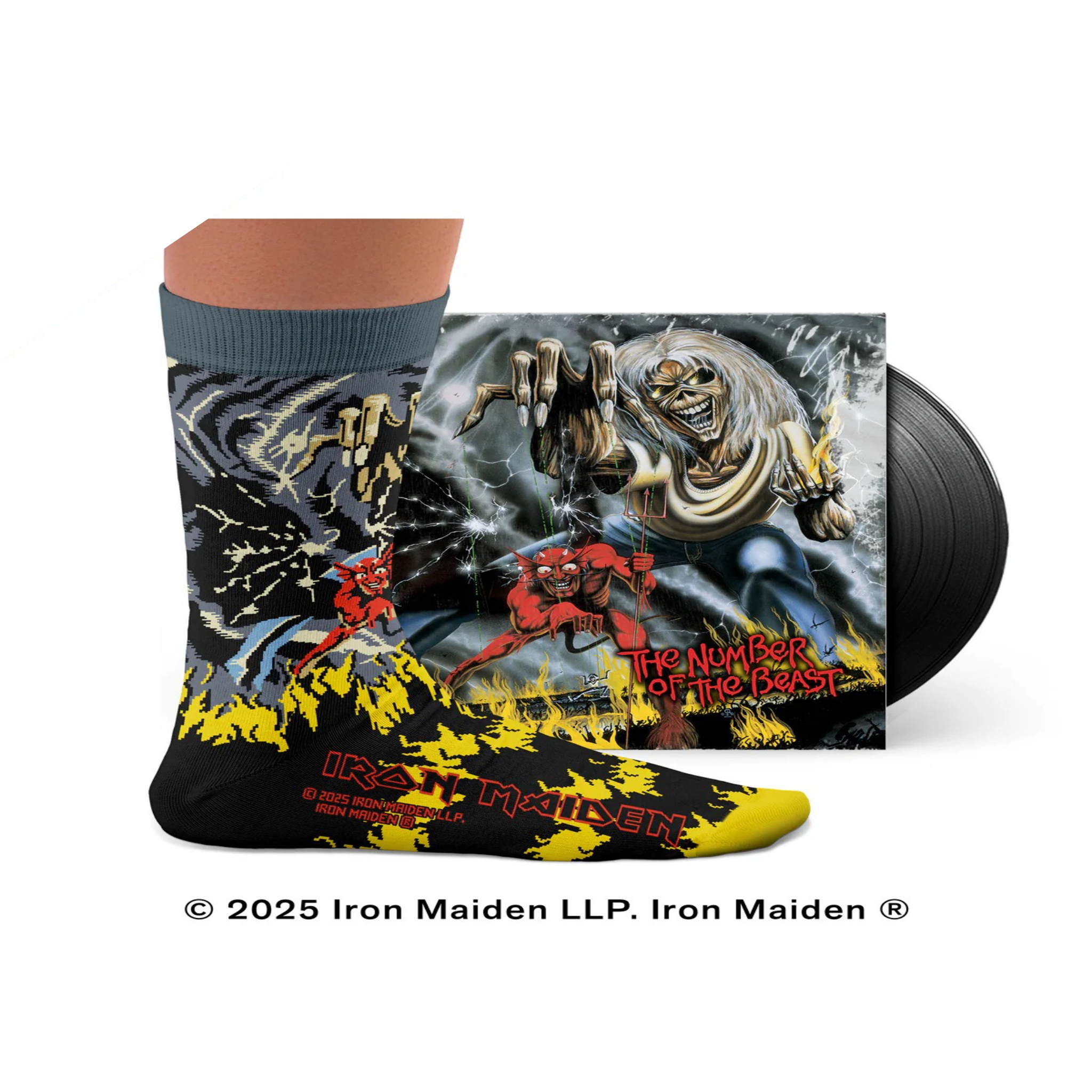 Voir la diapositive 2 : SOCK AFFAIRS Chaussettes iron maiden, number of the beast