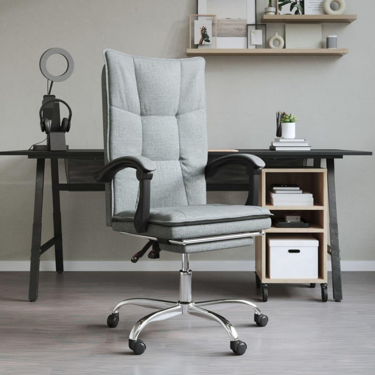 VIDAXL Fauteuil inclinable de bureau Gris fonce Tissu