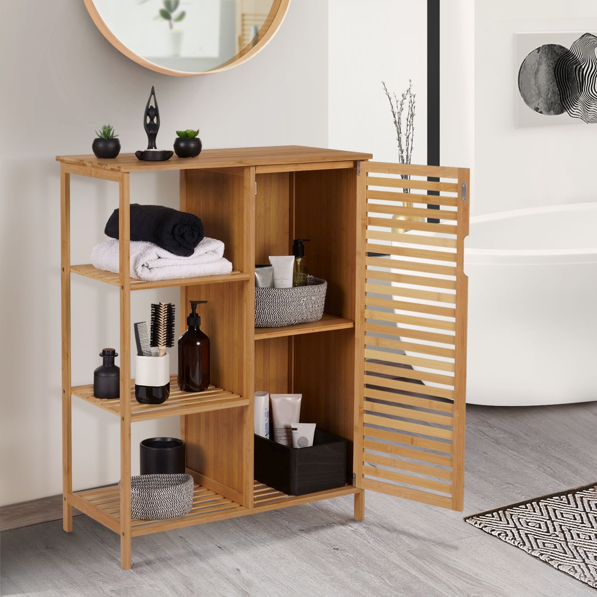 Voir la diapositive 4 : Meuble de salle de bain 3 niche 1 porte L66 cm MIA