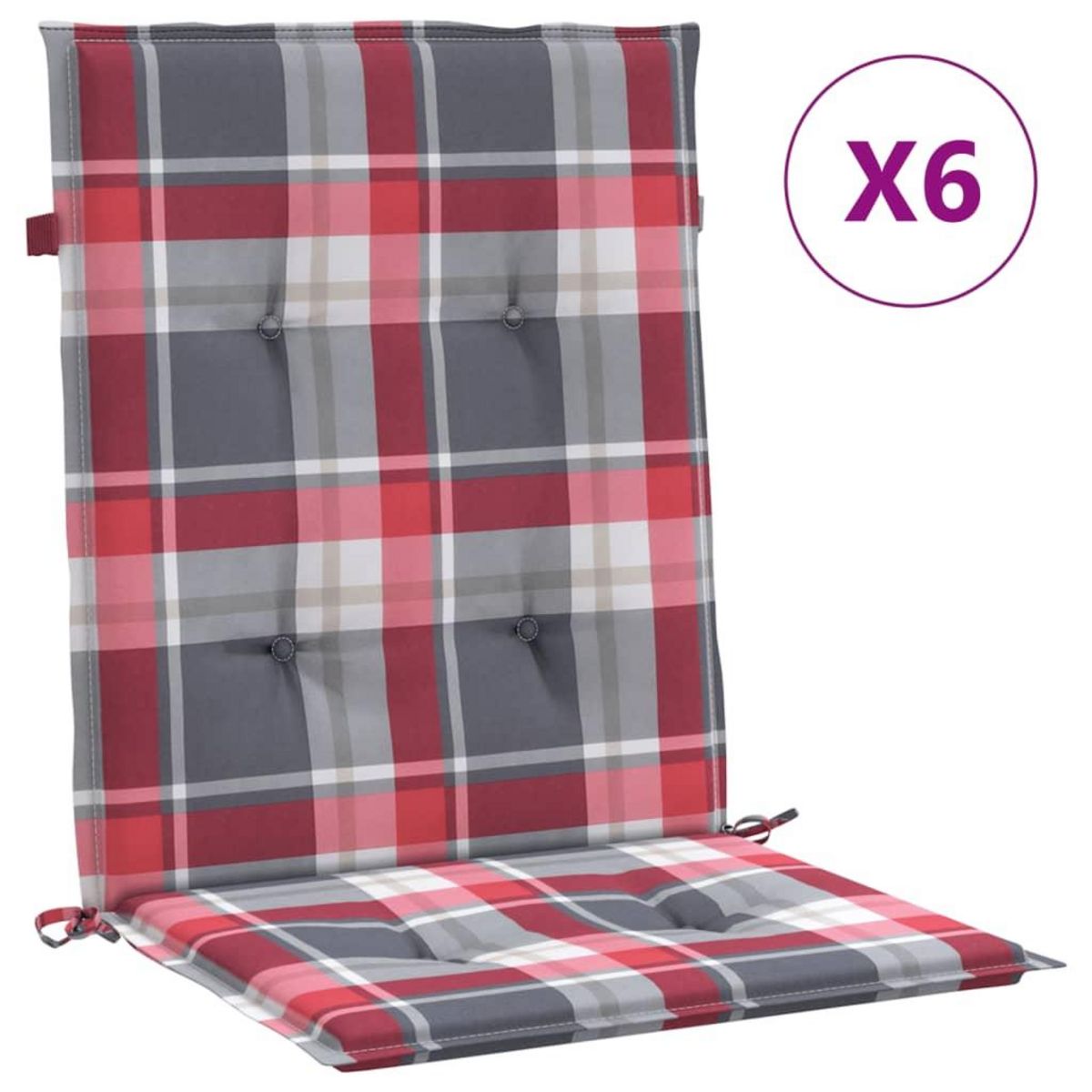 VIDAXL Coussins de chaise de jardin a dossier bas lot de 6 rouge