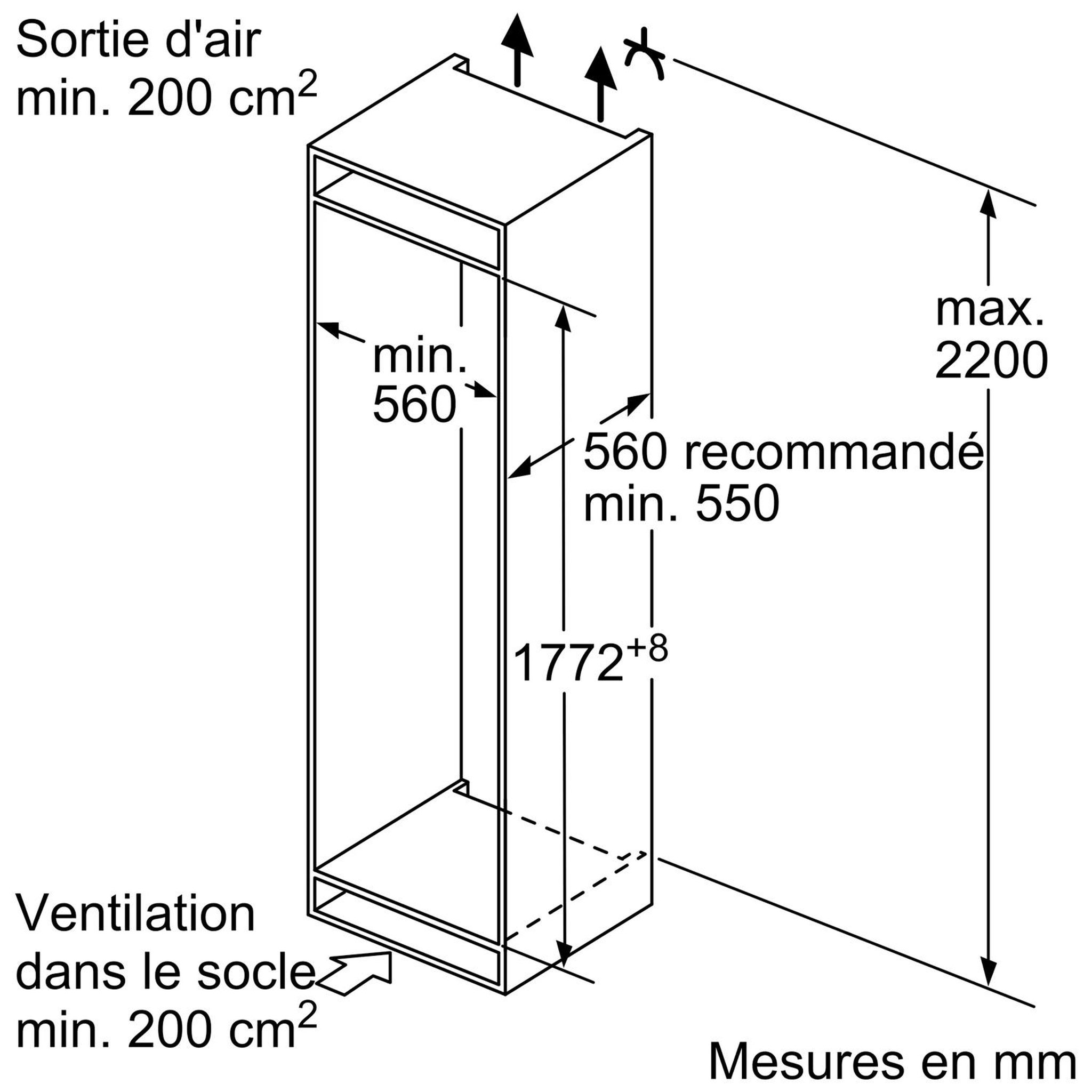 Voir la diapositive 6 : BOSCH Réfrigérateur combiné intégrable à glissières 267l - kiv86vse0