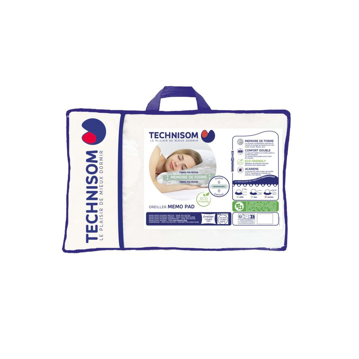 Oreiller à mémoire de forme confort PAD ECOFRIENDLY