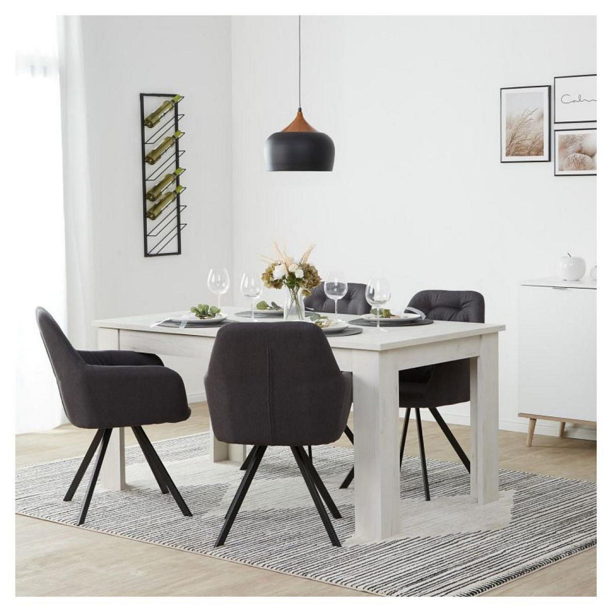 HomeStyle4U Chaise de salle à manger Lot 4 chaises oeuf gris